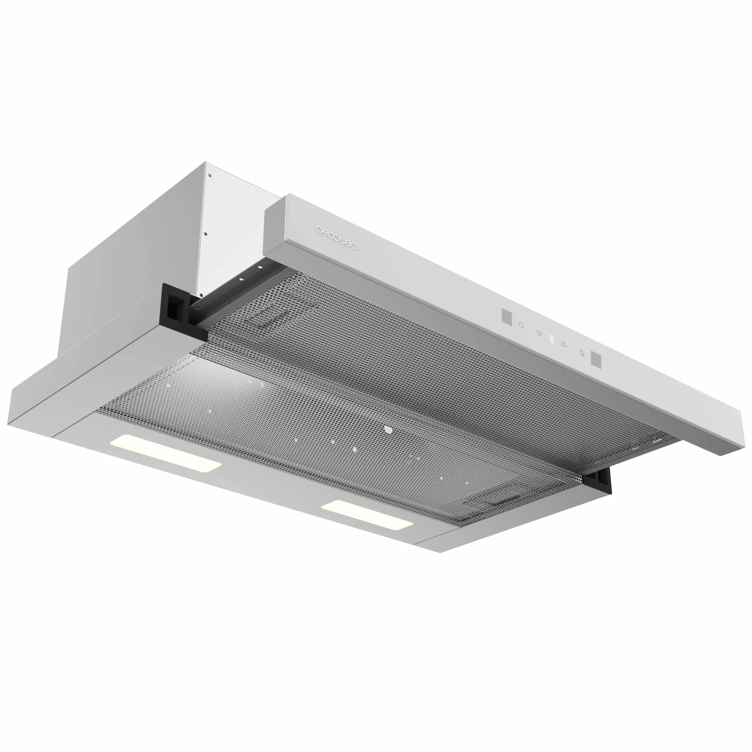 Cecotec Campana Extractora 60cm Telescópica Bolero Flux TLT 604400 Glass White A+++ 431,2m³/h Motor DC Control Táctil