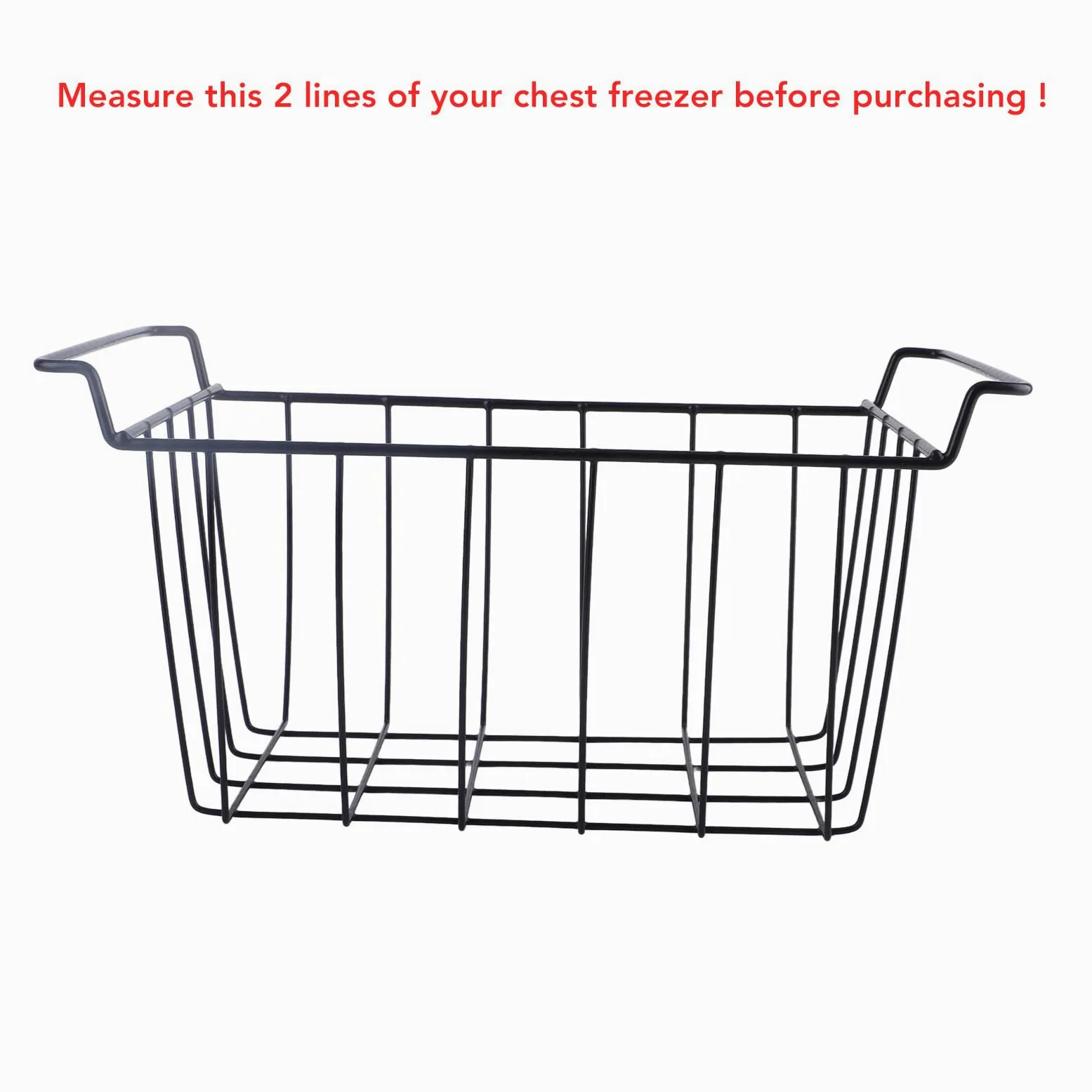 Cestas de congelador de pecho de 2 paquetes con manijas, contenedores de almacenamiento colgantes, cestas de almacenamiento para congeladores de cofres, refrigerador, 39 * 20 * 20 (L 45 cm x W 24.5