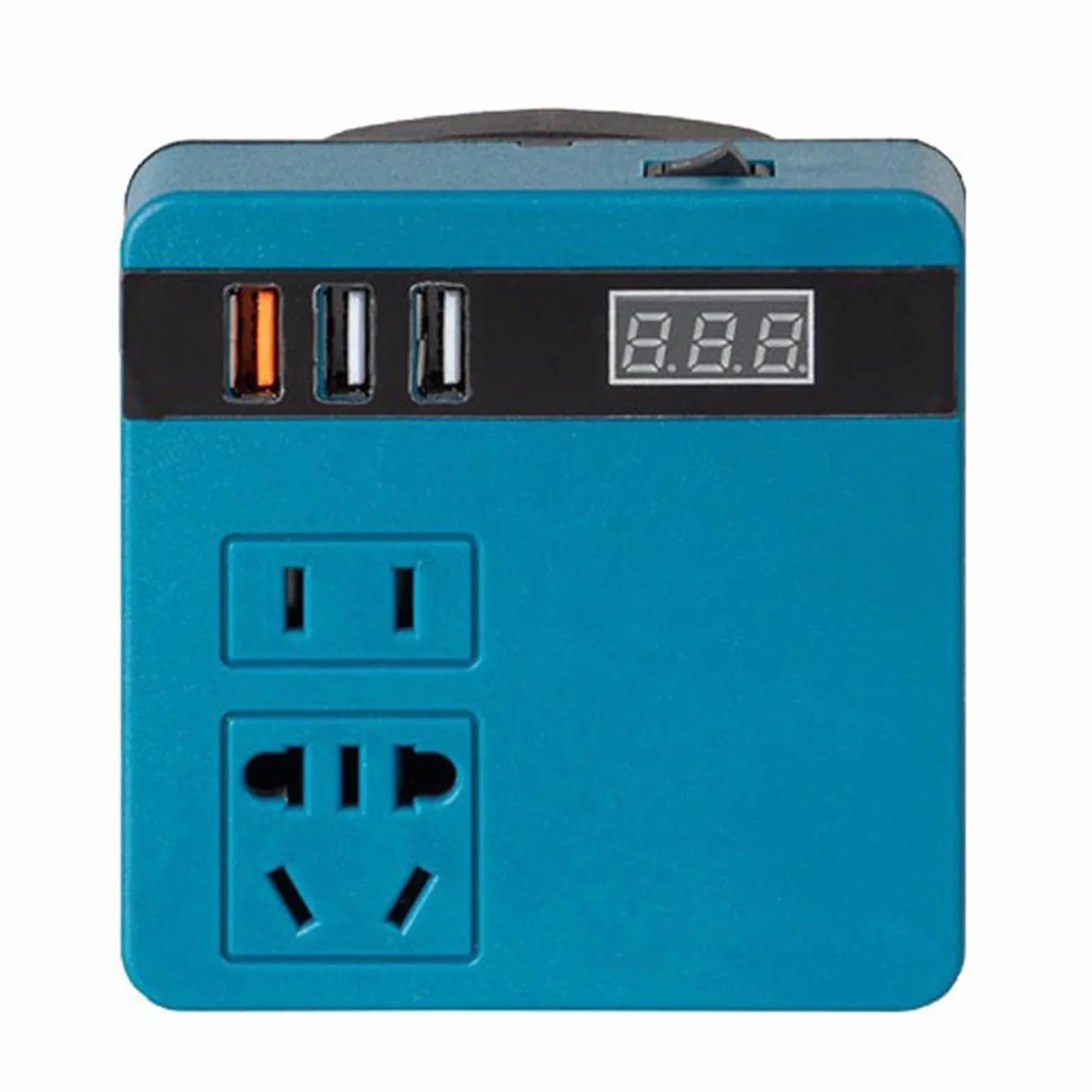 Inversor Inversor De Batería Litio De 120W Banco De Energía De 18V 21V A 110V 220V Transformador Inteligente Multifunción Uso Doméstico Exterior Onda sinusoidal modificada(Azul)