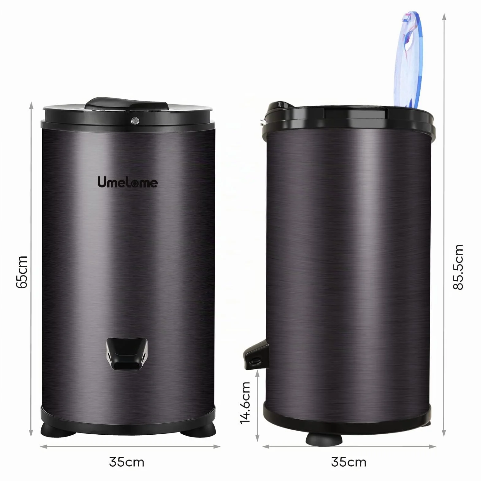 Secador de centrifugado de Umelome 6 kg, secadora de ropa de 2800 rpm, Secadores Giratorios de Clase de eficiencia energética A+++, negro