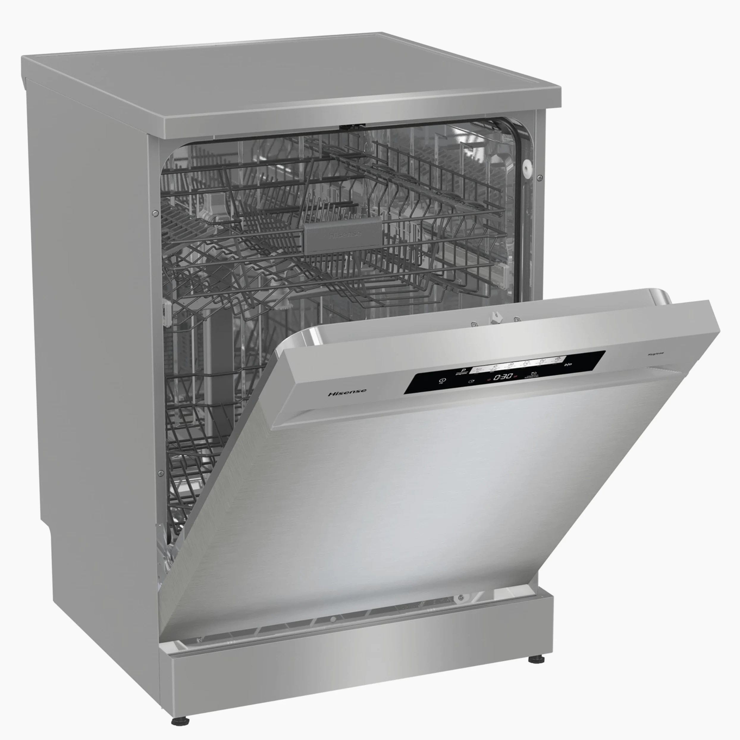 Hisense HS642C60X - Lavavajillas Independiente,Capacidad 14 Servicios, 60cm, Auto Dry Apertura de Puerta Automática, Control Táctil, Inicio Diferido y Lavado Rápido,Media Carga, Libre instalación Inox