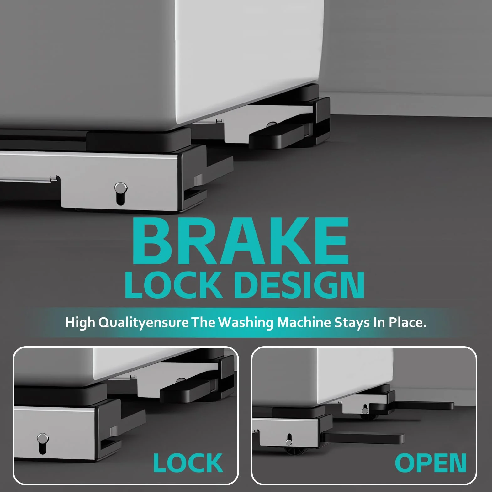 Soporte Universal para Lavadora con Ruedas,Base para Lavadora,Ruedas para Lavadora,50 a 80cm Ajustable,Apto para Lavadoras, Frigoríficos, Sofás y Armarios. Puede soportar 300 kg (Blanco)