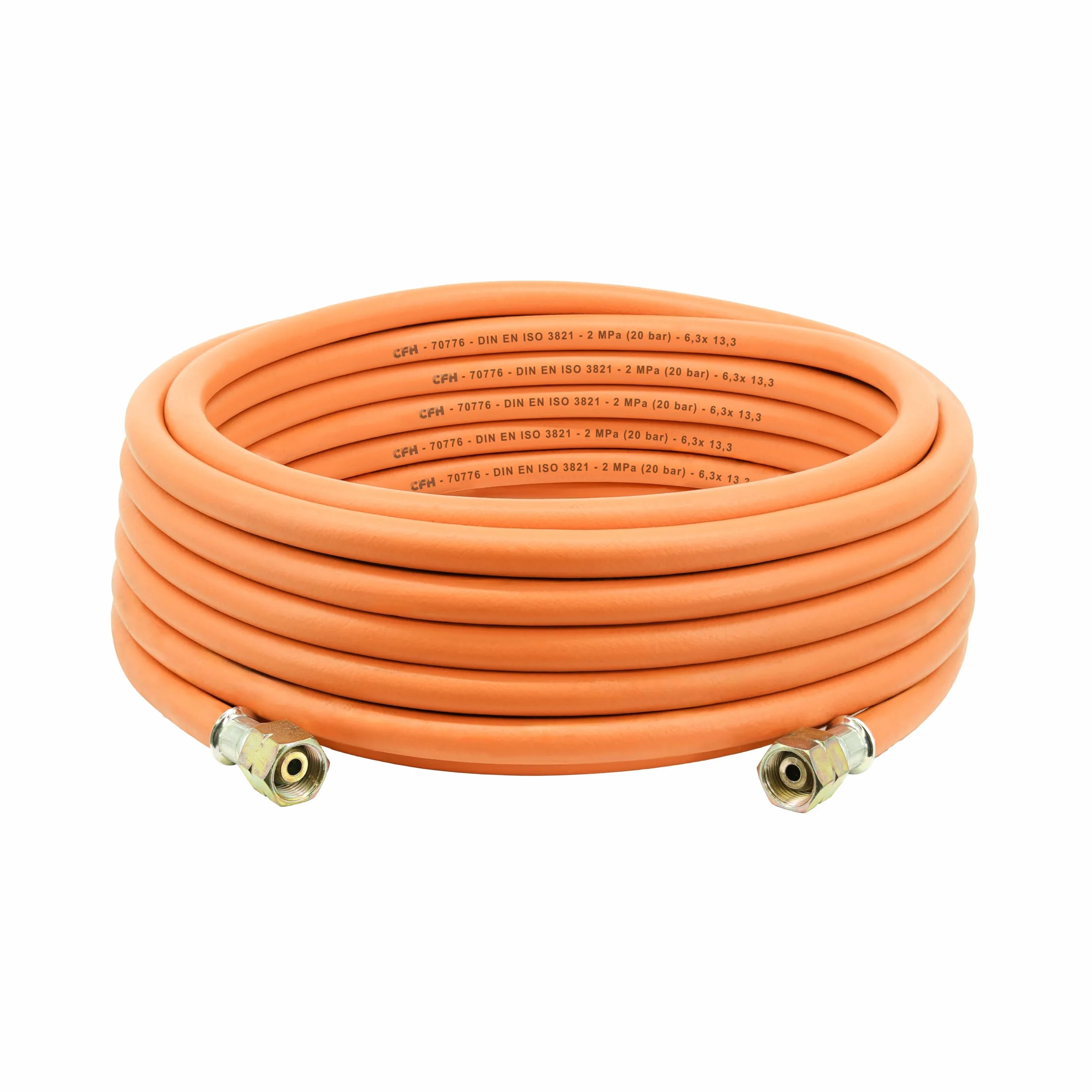 CFH Manguera de gas de goma de 10 m VS 780 – Manguera de gas de goma con conector G 3/8 LH a doble cara para flameadores y soldadores de gas, GLP, propano/butano, 20 bar, sellado cónico, de -30 °C a +