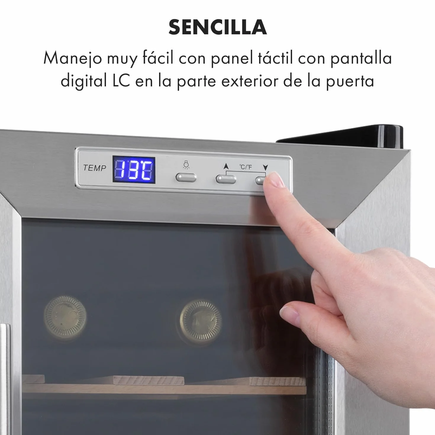 KLARSTEIN Vinoteca 6 Botellas, Nevera Vinos de Una Zona, Nevera Expositora Vino y Cerveza, Vinoteca Pequeña Interior y Exterior con Puerta de Cristal, Nevera Vino Protección UV, Panel Táctil, 4-22°C