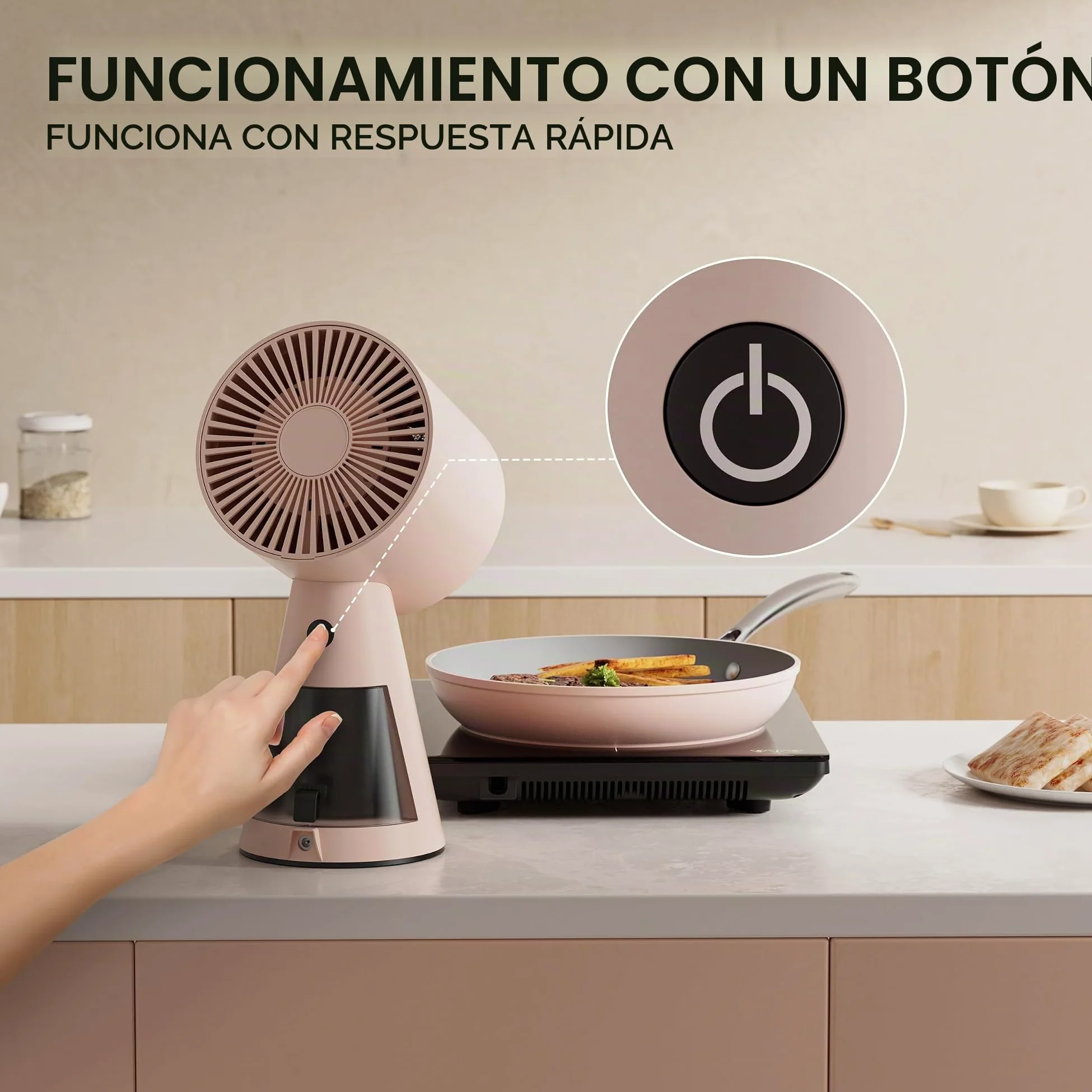 CIARRA CBPHP01 Campana Extractora de Escritorio Mini Campana Portable Rosa | Sobremesa Campana 11.5kW/h 2 Velocidades Extractor cocina mútiples filtración para Barbacoas,Cocina,Fondue,Camping,Caravanas