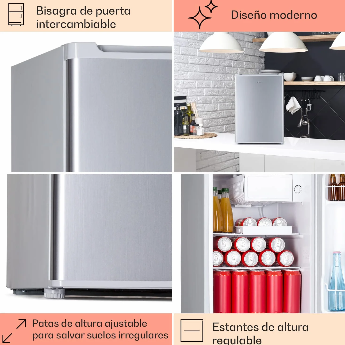 Klarstein Nevera Pequeña 67L para Refrescos y Cerveza con 4L Congelador, Mini Nevera Cristal, Minibar Silencioso, Enfriador de Vino, Interior/Exterior, Frigorificos Estantes Extraíbles