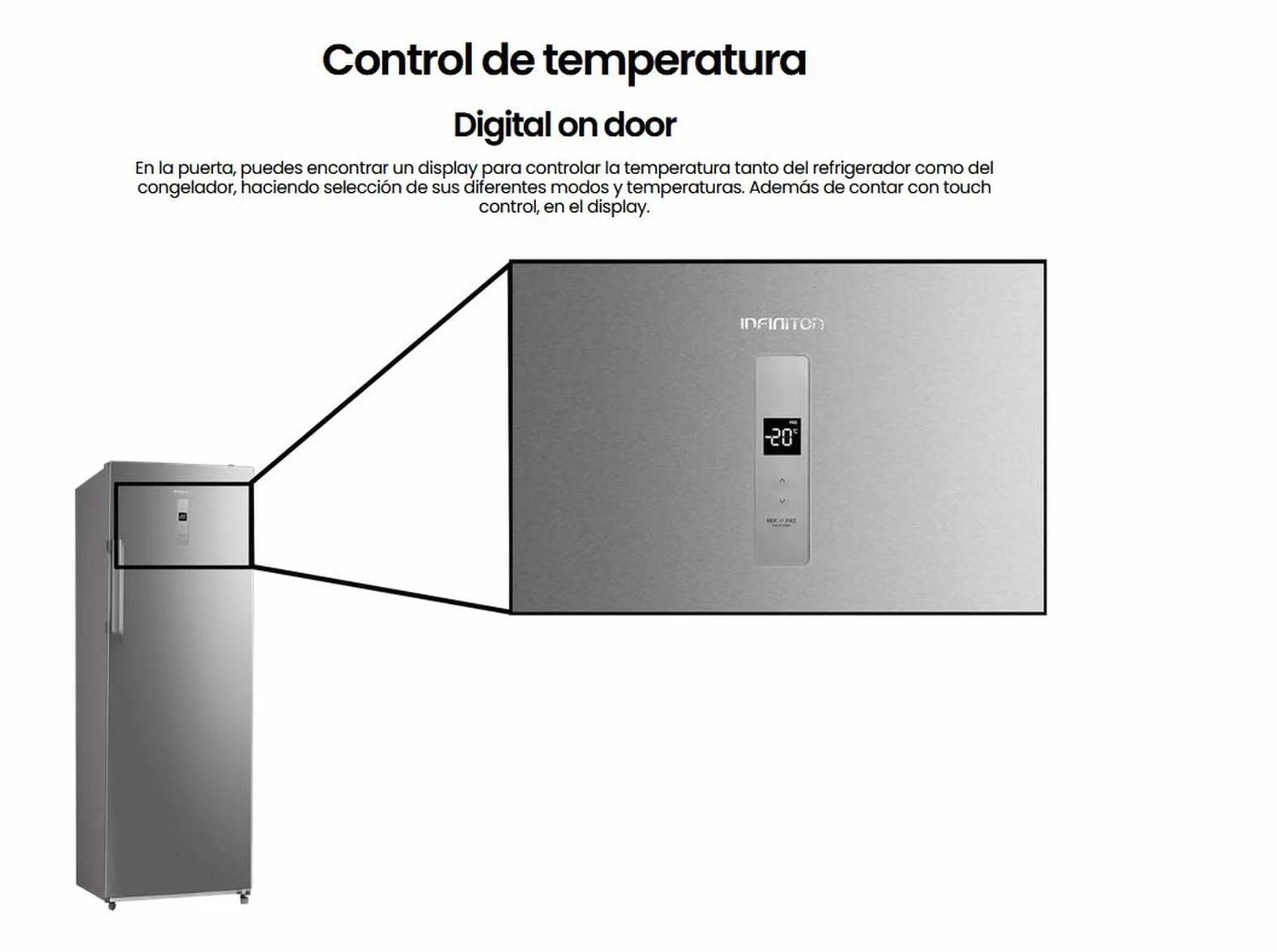 INFINITON Congelador Vertical CV-238L72XEL 238L No Frost Inox