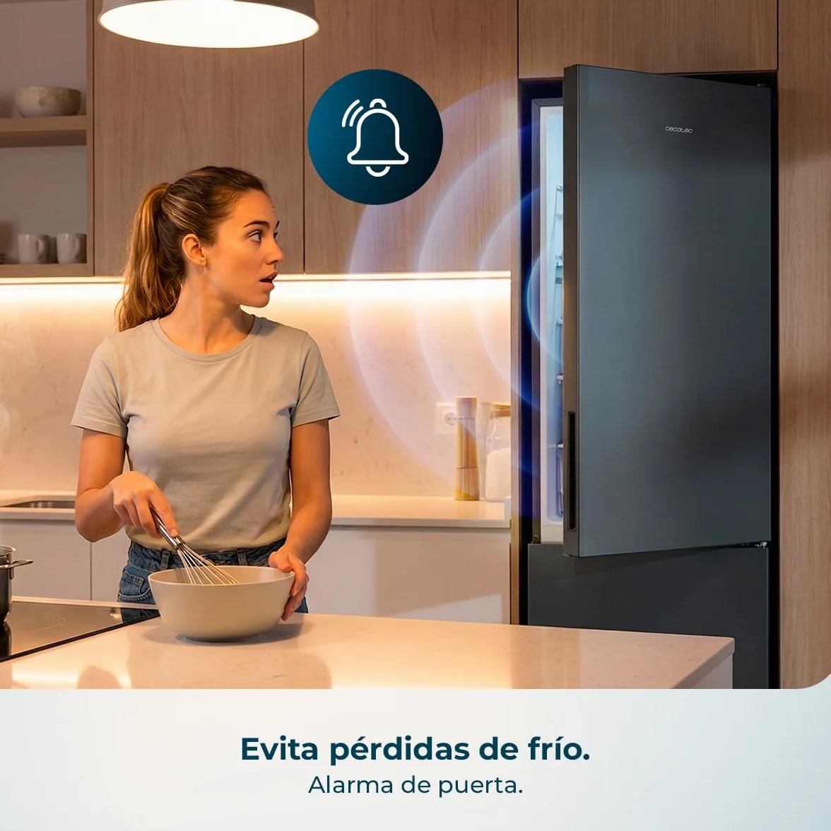 Cecotec Frigorífico Combi 356L Total NoFrost Bolero CoolMarket Combi 356i Inox D. Alto 200cm, Ancho 59,5cm, Fast Freezing, FreshnessFlex HUB, HumidityFlex HUB, Luz LED y Display Interior