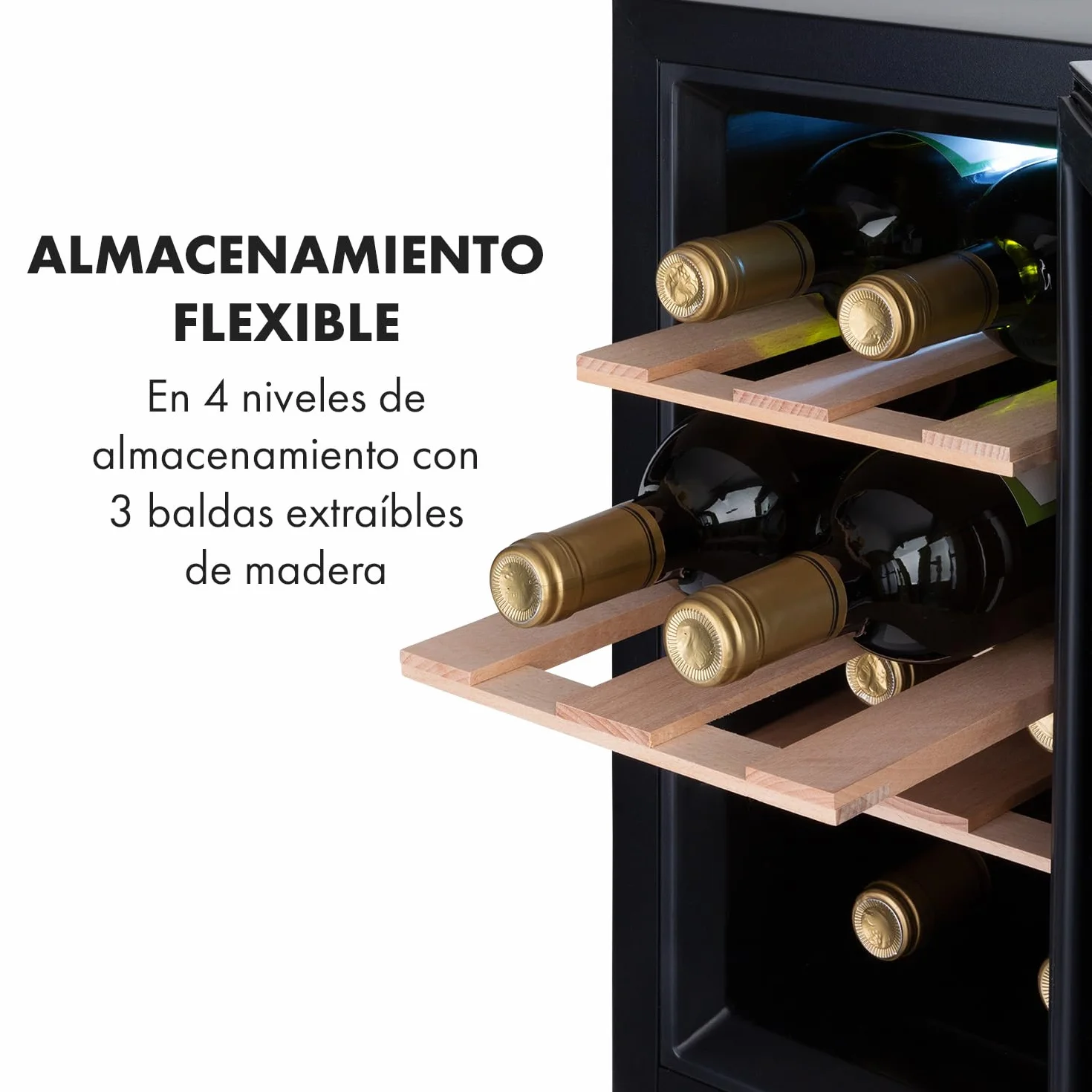KLARSTEIN Vinoteca 6 Botellas, Nevera Vinos de Una Zona, Nevera Expositora Vino y Cerveza, Vinoteca Pequeña Interior y Exterior con Puerta de Cristal, Nevera Vino Protección UV, Panel Táctil, 4-22°C