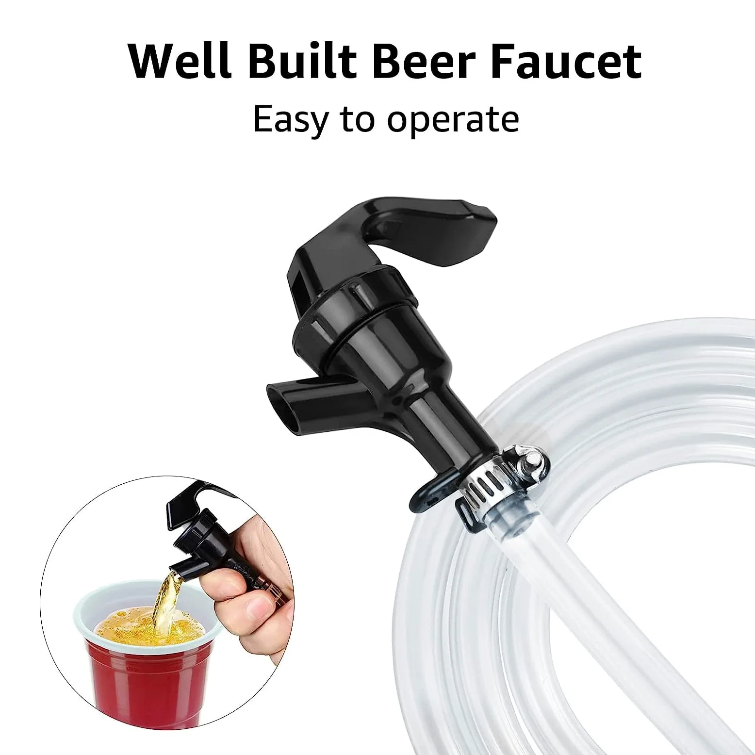 Llave de bola de 5 pies, llave de picnic, bloqueo de bola, línea de cerveza, línea de cerveza, desconexión de bloqueo de bola líquida, para dispensar cerveza sin fugas (paquete de 2)
