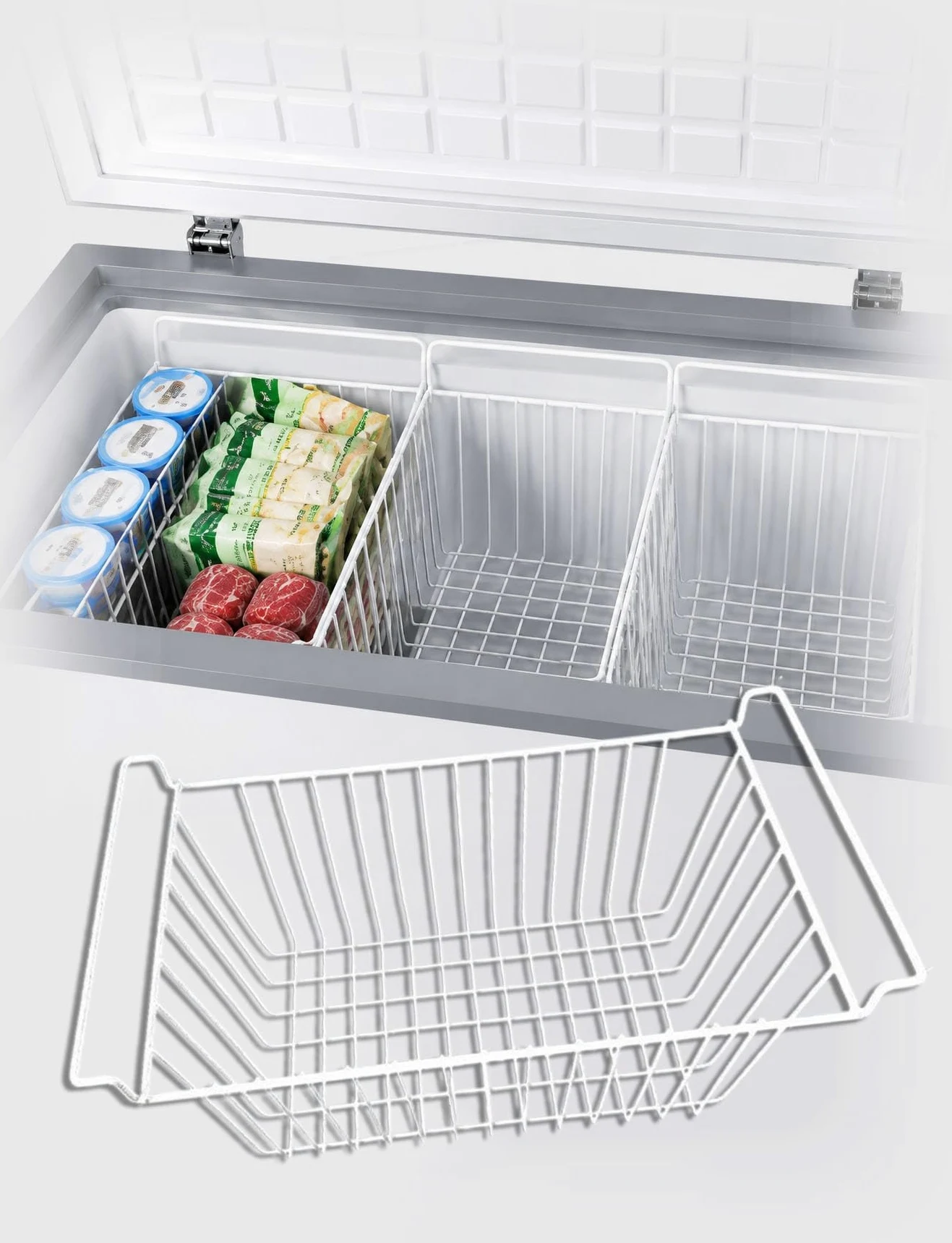 Genérico Divisor de Congelador, Rejilla para Cesta, Estante de Frigorífico | Acero carbono，Tamaño 39-58x22x20cm，Diseño abierto para circulación de aire，Bordes redondeados segu(53x22x20 cm)