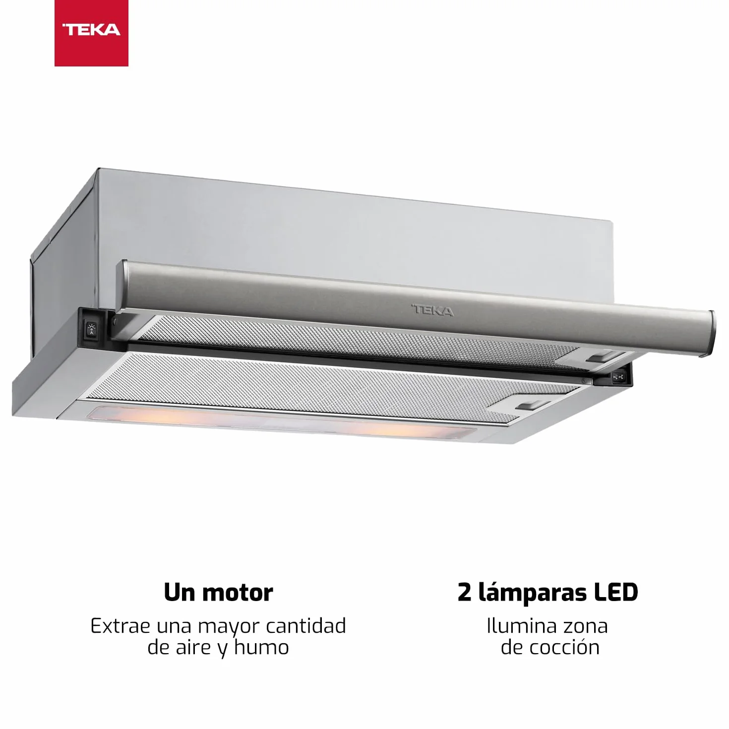 TEKA Campana Extensible 70 cm, Telescópica Extraplana 3 Velocidades, 2 Lámparas LED, Filtros Metálicos Recirculación CNL 1C Frente Inox, TL 7420.2 IX