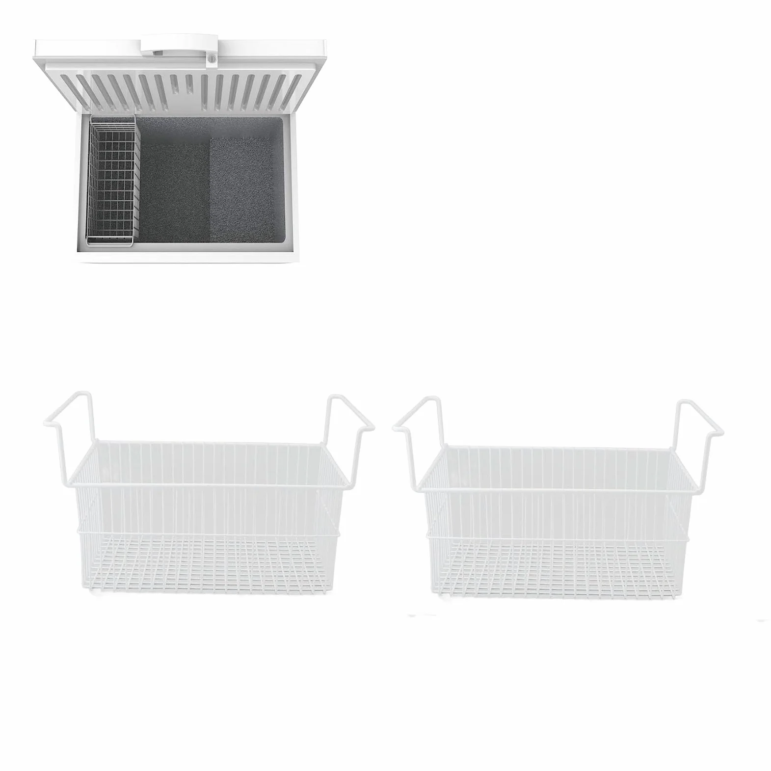 Contenedores Organizadores para Congelador, 2 Unidades de Contenedores Organizadores para Congelador, Alambre de Acero, Gran Capacidad, Cesta para (56,5 x 25,2 x 24 cm/22,2 x 9,9