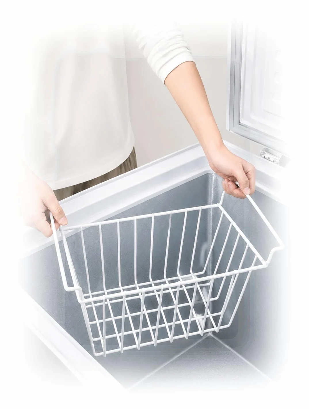 Genérico Cesta para Congelador Horizontal con Dos Asas, Estante de Nevera | Acero al carbono，Diseño rejilla abierta，Asas dobles integradas | Medidas: 35-68 x 22 x 20 cm(46x22 cm)