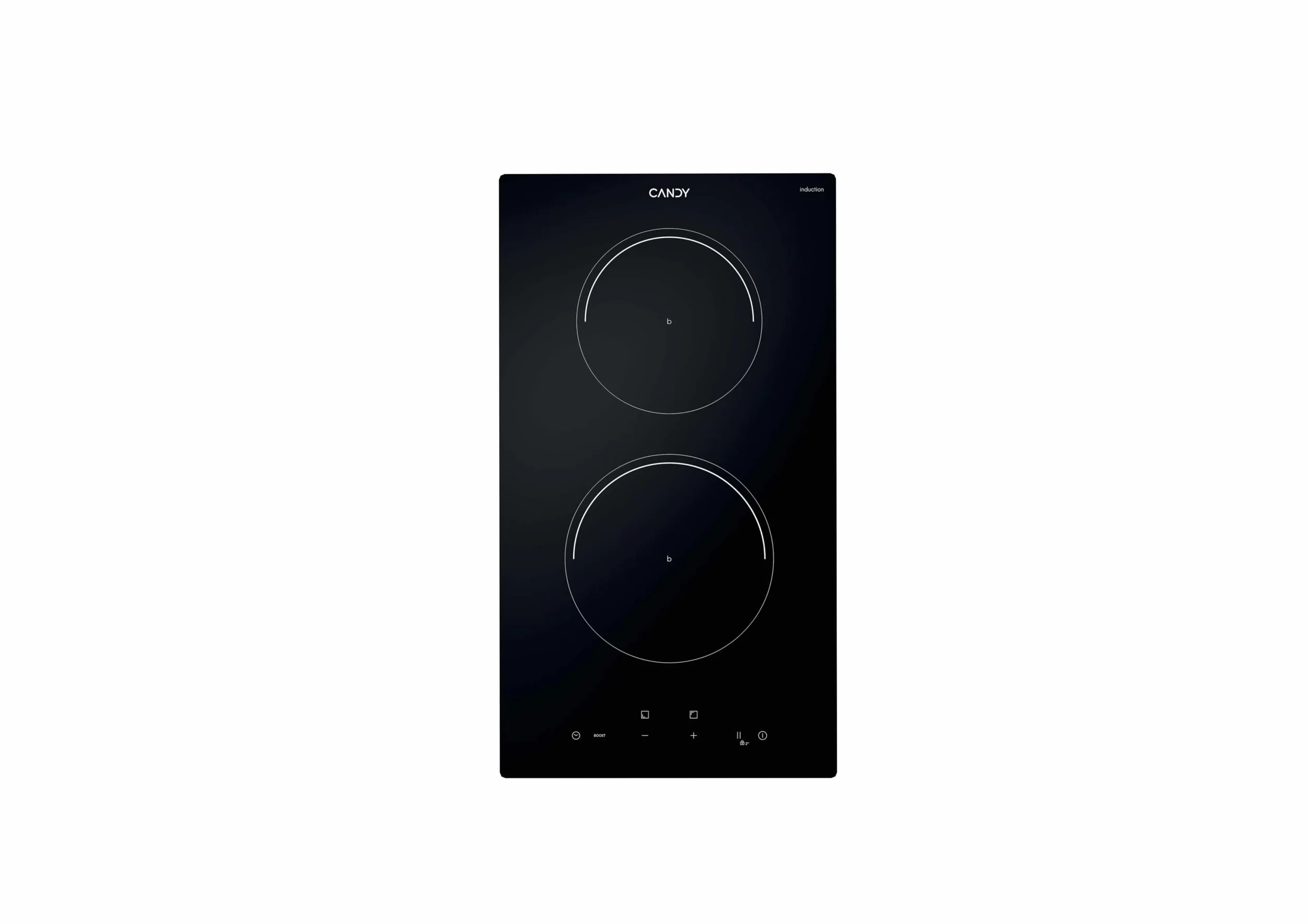 Candy CI32CBB Placa Inducción Dominó, 2 Zonas, 30 CM, 9 Niveles de Potencia, 3,5KW, Mandos Centrales, Indicador de Calor, Bloqueo Infantil, Alerta Sobrecalentamiento y Derrames, Negro
