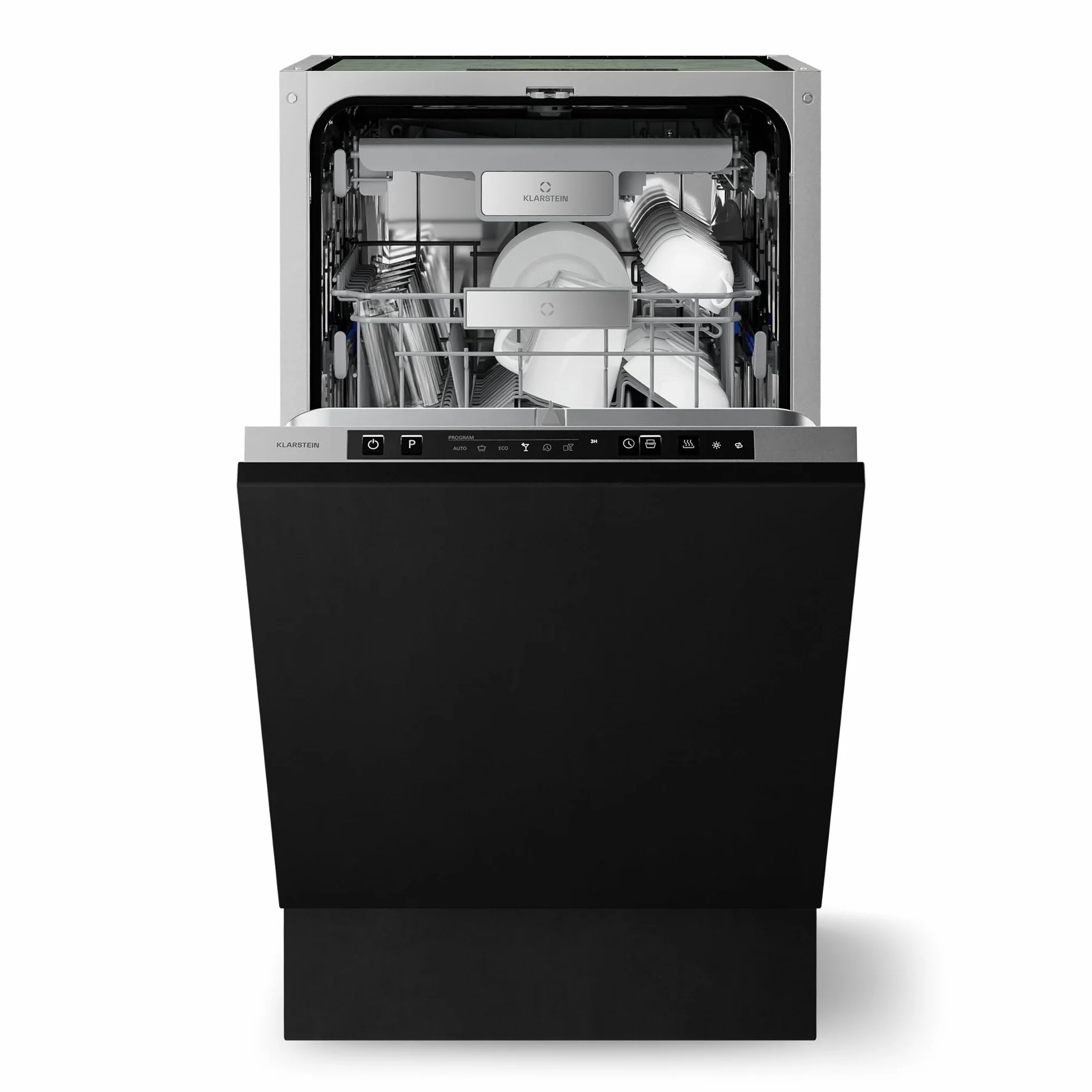 Klarstein Velaire Lavavajillas Integrable 45cm - 10 Cubiertos, 6 Programas, 42 dB, Clase B, AquaStop, Panelable, Totalmente Integrado, Acero Inoxidable
