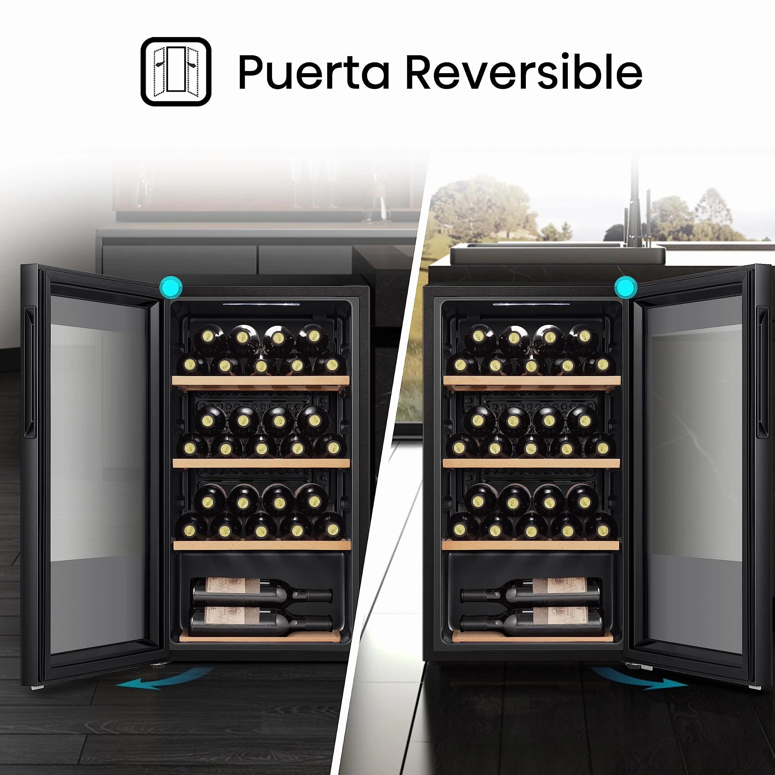 Hisense RW12D4NWG0 - Vinoteca 93 Litros G-Class 30 botellas, Puerta Reversible,Total No Frost [Clase de eficiencia energética G]