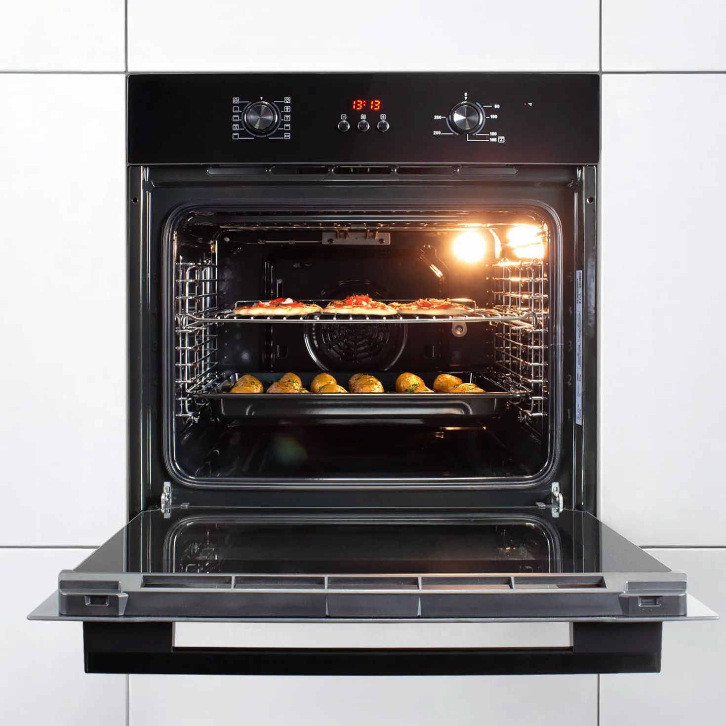 KKT KOLBE Juego de cocina autosuficiente | 60 cm horno empotrado negro BO8005FB | 59 cm placa de inducción IH85900ED | parrilla de aire caliente | temporizador | acristalamiento de protección térmica