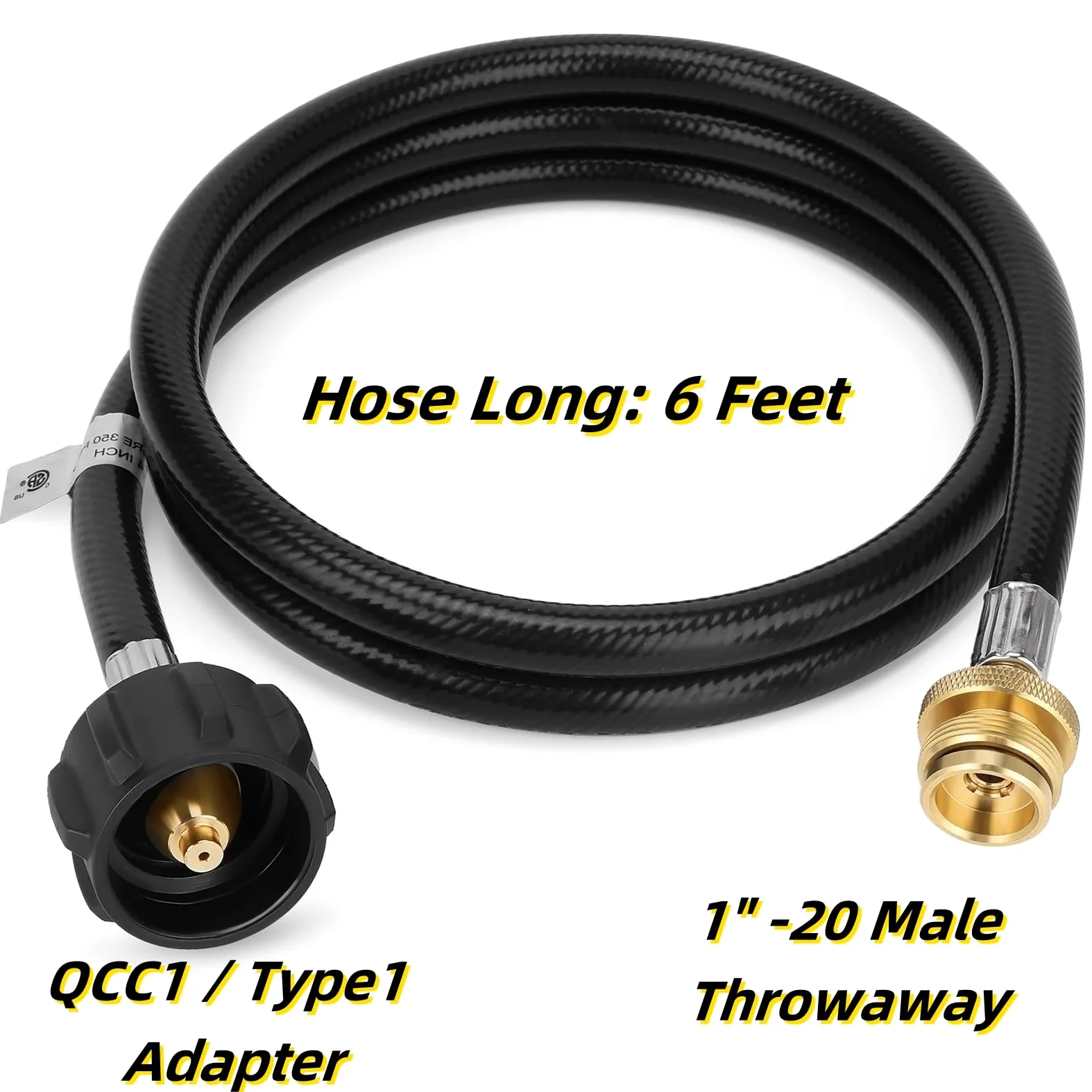 Adaptador de manguera de propano con regulador de 6 pies, compatible con estufa Jetboil Genesis de 2 quemadores y estufas de gas plegables, manguera de repuesto de tanque de 1 libra a 20