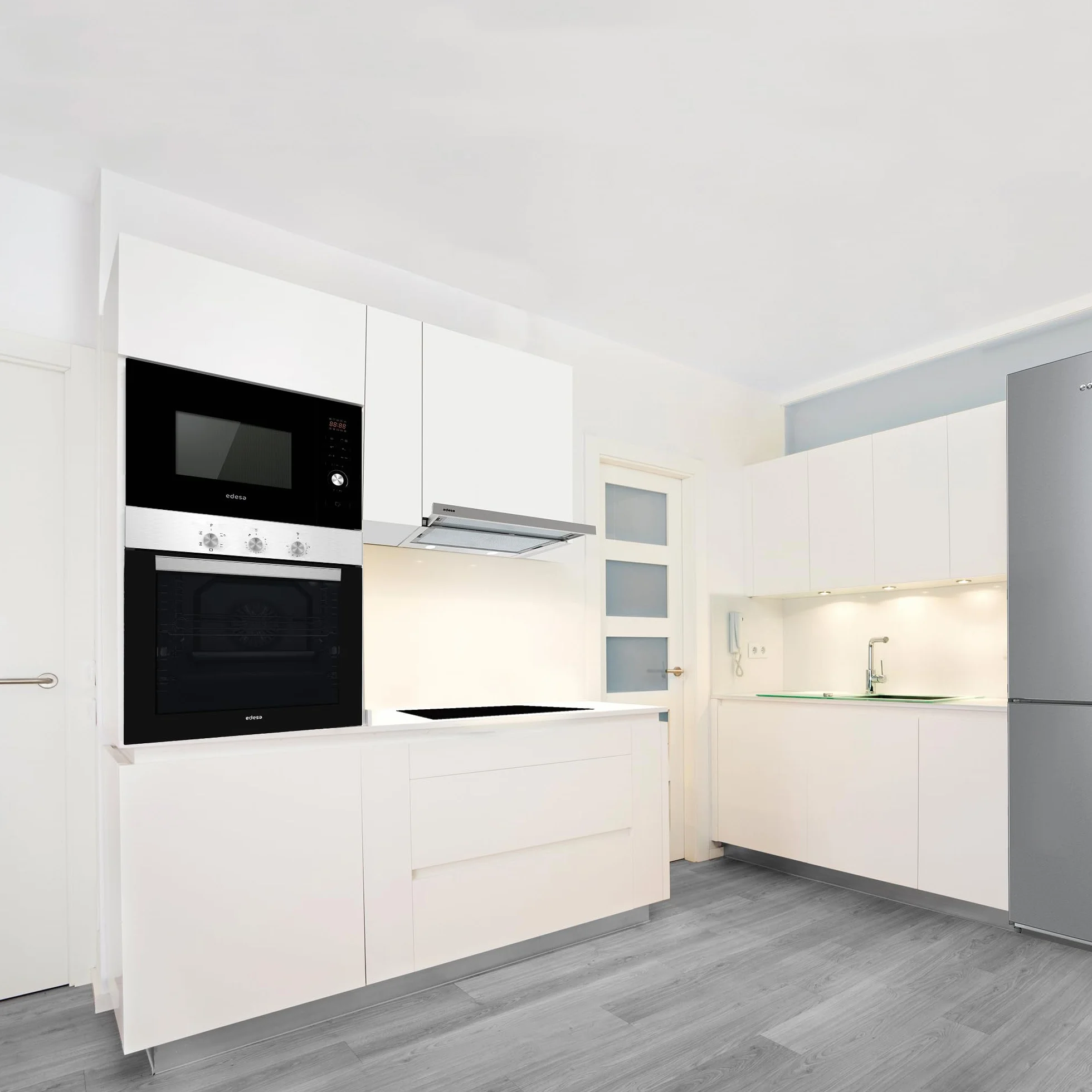 Edesa Horno Multifunción EOE-6020 X/A Capacidad 80L 7 Programas Cocinado Puerta Cristal Panel Control Inoxidable Fácil Limpieza Incluye Guías Laterales 2 Bandejas Rejilla Cromada Acabado Cristal Negro
