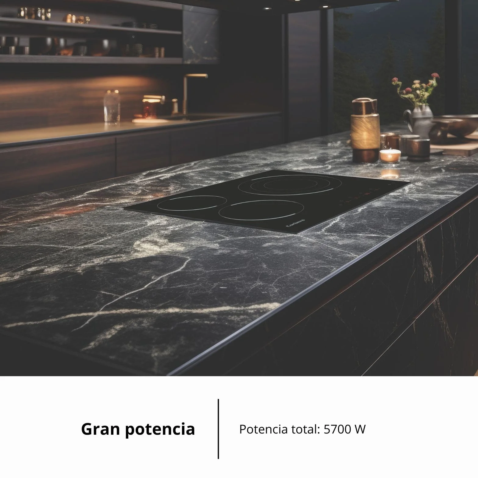 Corberó Placa Vitrocerámica CCVM3574 5700W 3 Zonas Control Touch 30cm Czarna