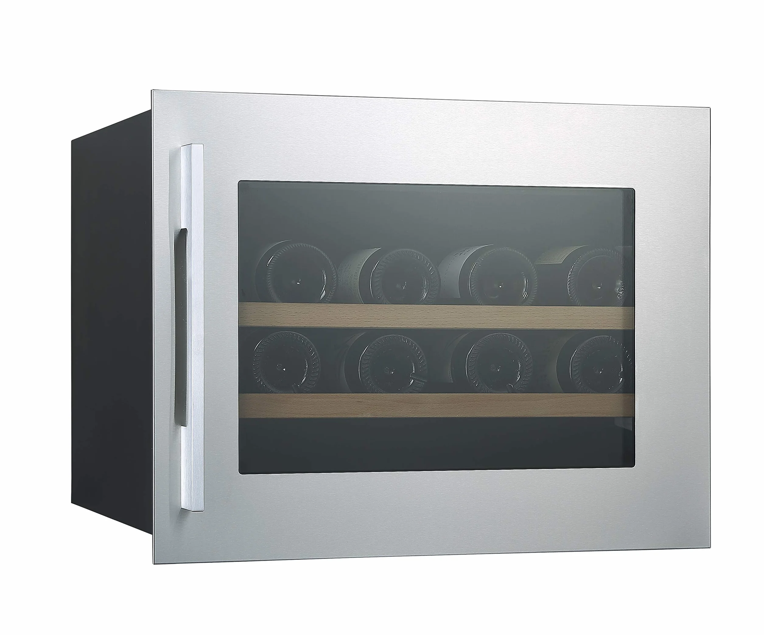CATA VI 54024 X Vinoteca Integrable 24 Botellas, No Frost, 62 Litros, Puerta Reversible, Control Electrónico LED, Estantes para Vino, Iluminación LED, 45 cm, Acero Inoxidable