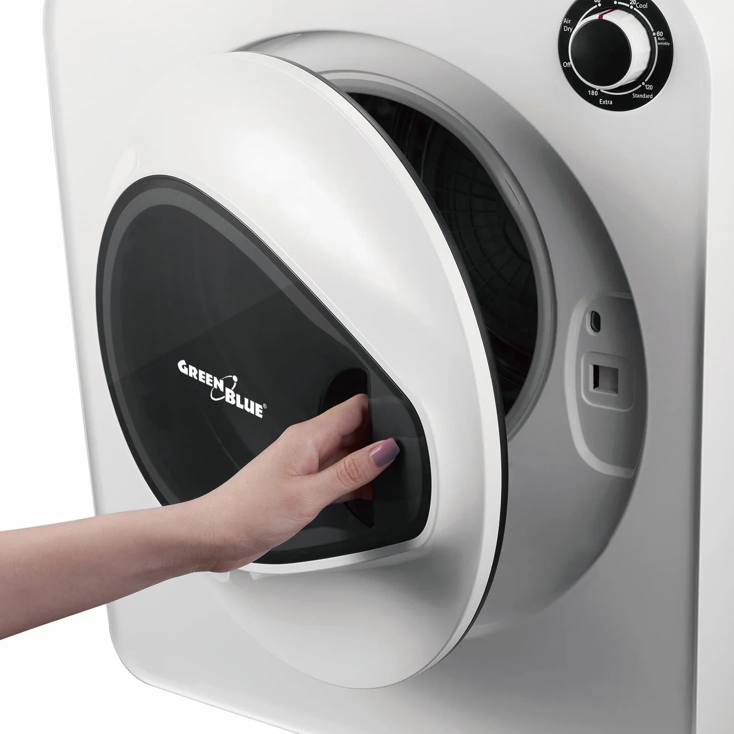 Green Blue GB405 Secadora de Ropa hasta 3kg | Secadora Eléctrica 830W de Evacuación | Independiente o de Pared Cinco Programas de Secado (Secadora GB405 + 4x Filtro)