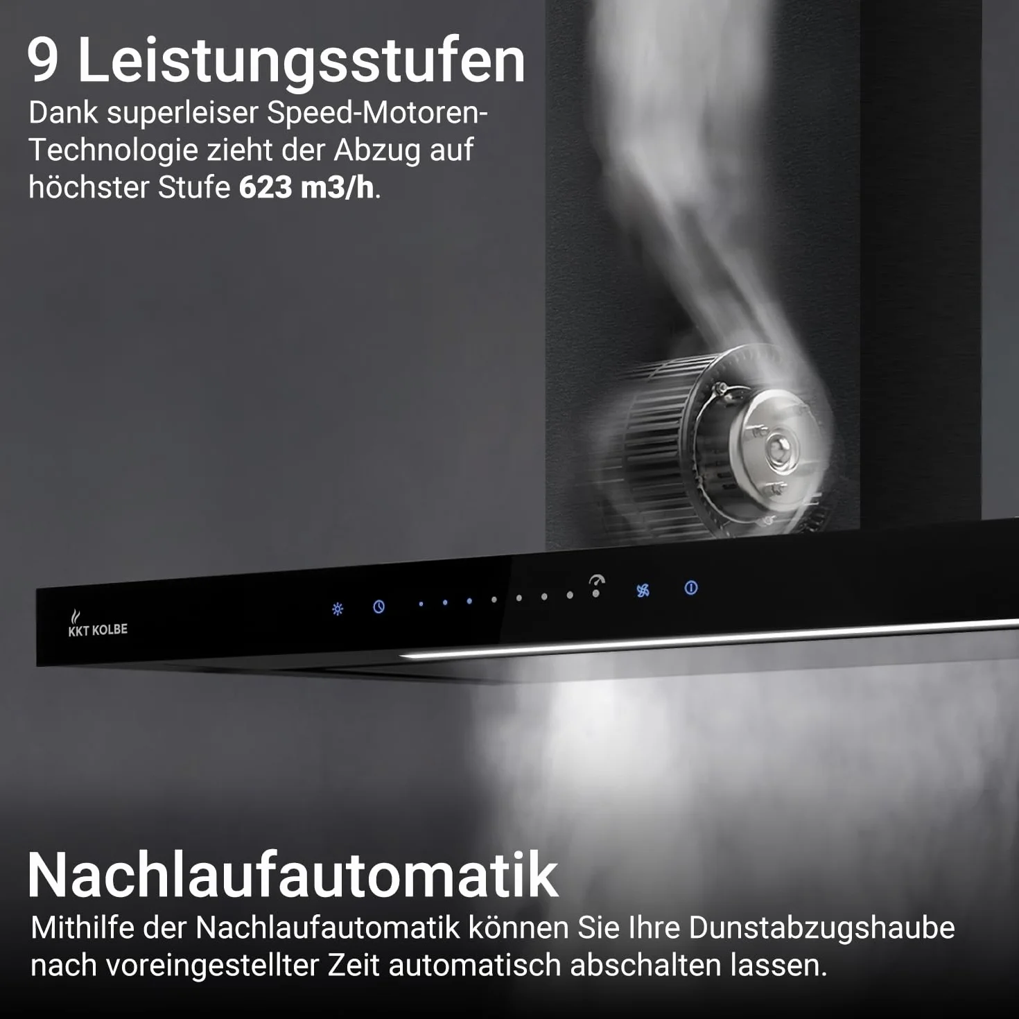 Campana Extractora 60 cm | Campana de Pared | acero inoxidable | vidrio negro | WiFi | apagado automático | Funcionamiento táctil | FLAT6006S