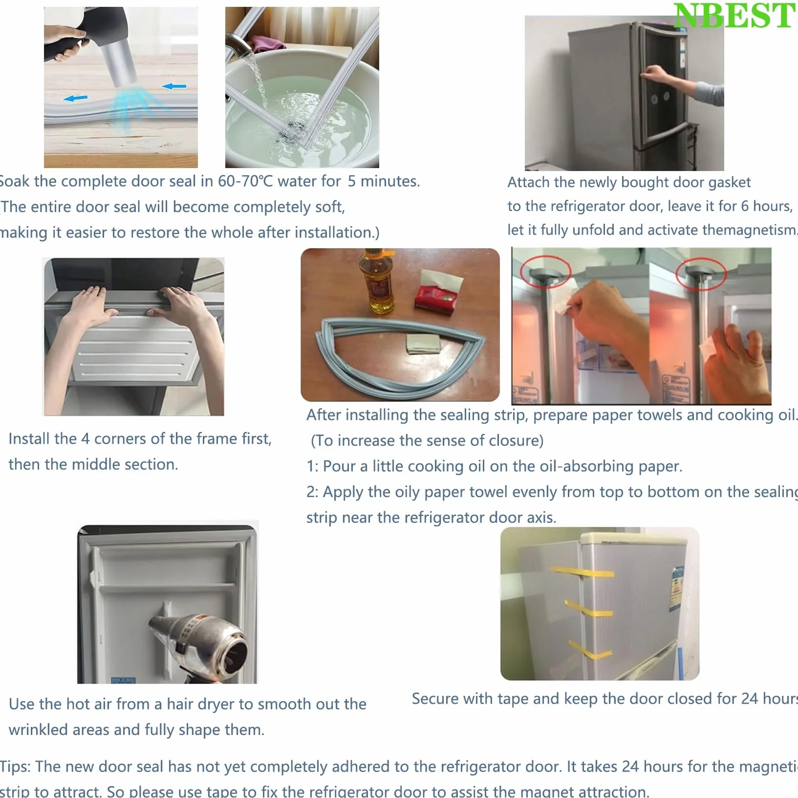 Junta de Sello Magnético Puerta Universal de frigorífico congelador,Junta de Goma para Fridge Freezer,Gray+White