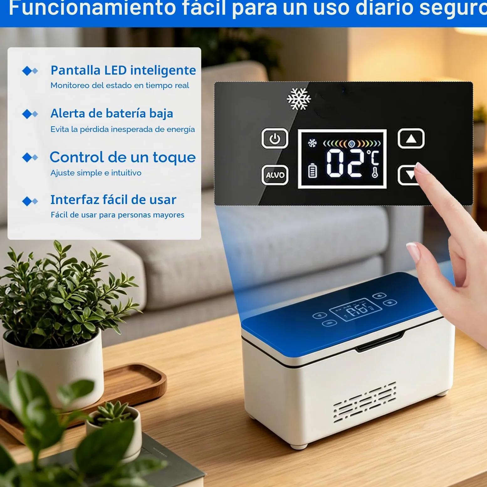 Nevera portátil de insulina, 2 – 8 °C, refrigerador de medicina con batería de 2 x 10200 mAh y bolsa de transporte, advertencia inteligente de batería, bolsa de insulina para casa, coche y
