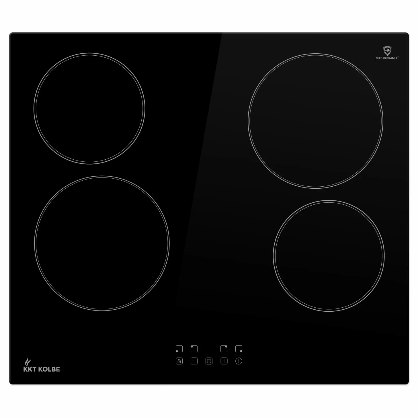KKT KOLBE placa de cocina vitrocerámica independiente con espirales calefactoras 60 cm | 6 kW | 4 zonas | 9 niveles | sin marco | táctil | temporizador de apagado | seguro para niños | CH5900RL