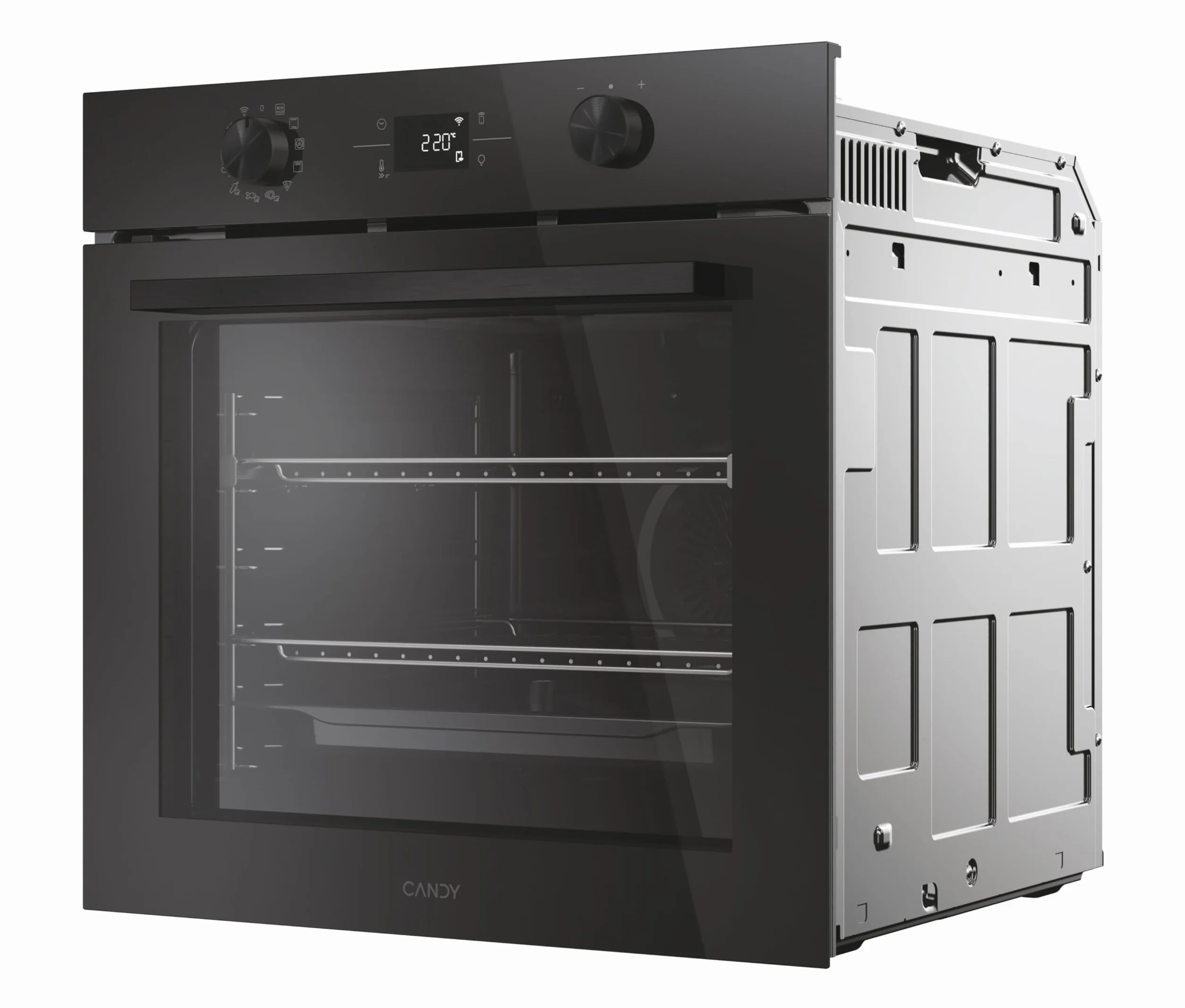 Candy C-Bake 600 CA6 N5B3EYTB, Horno Multifunción, 78L, WIFI, 3300W, 1 Bandeja y 2 Rejillas, Pirólisis + Aquálisis, Convección, 13 Funciones, Puerta 4 Cristales, Full Black