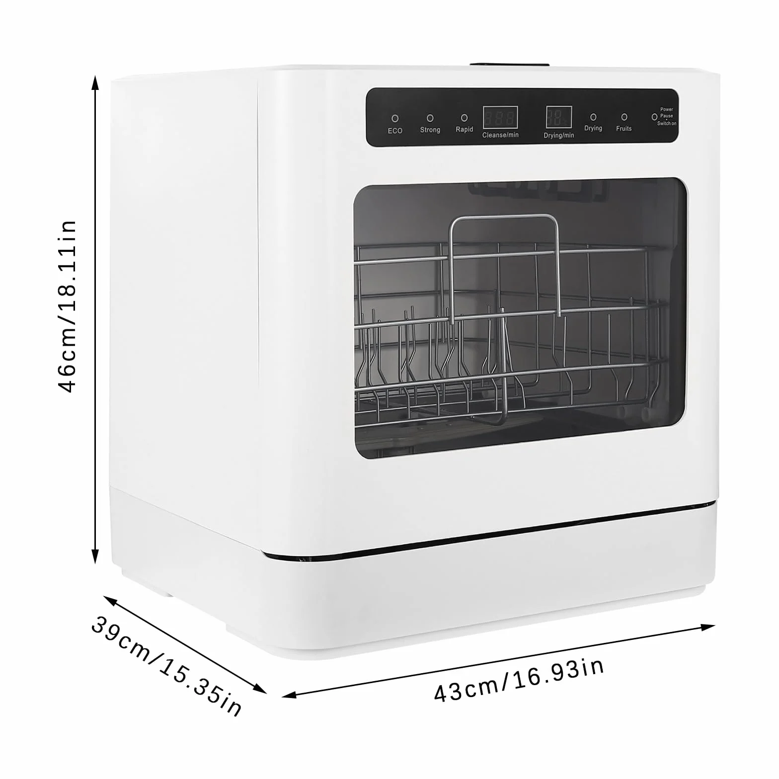 Mini lavavajillas portátil 800 W PP ABS 360° giratorio 4 modos limpieza UV alta temperatura
