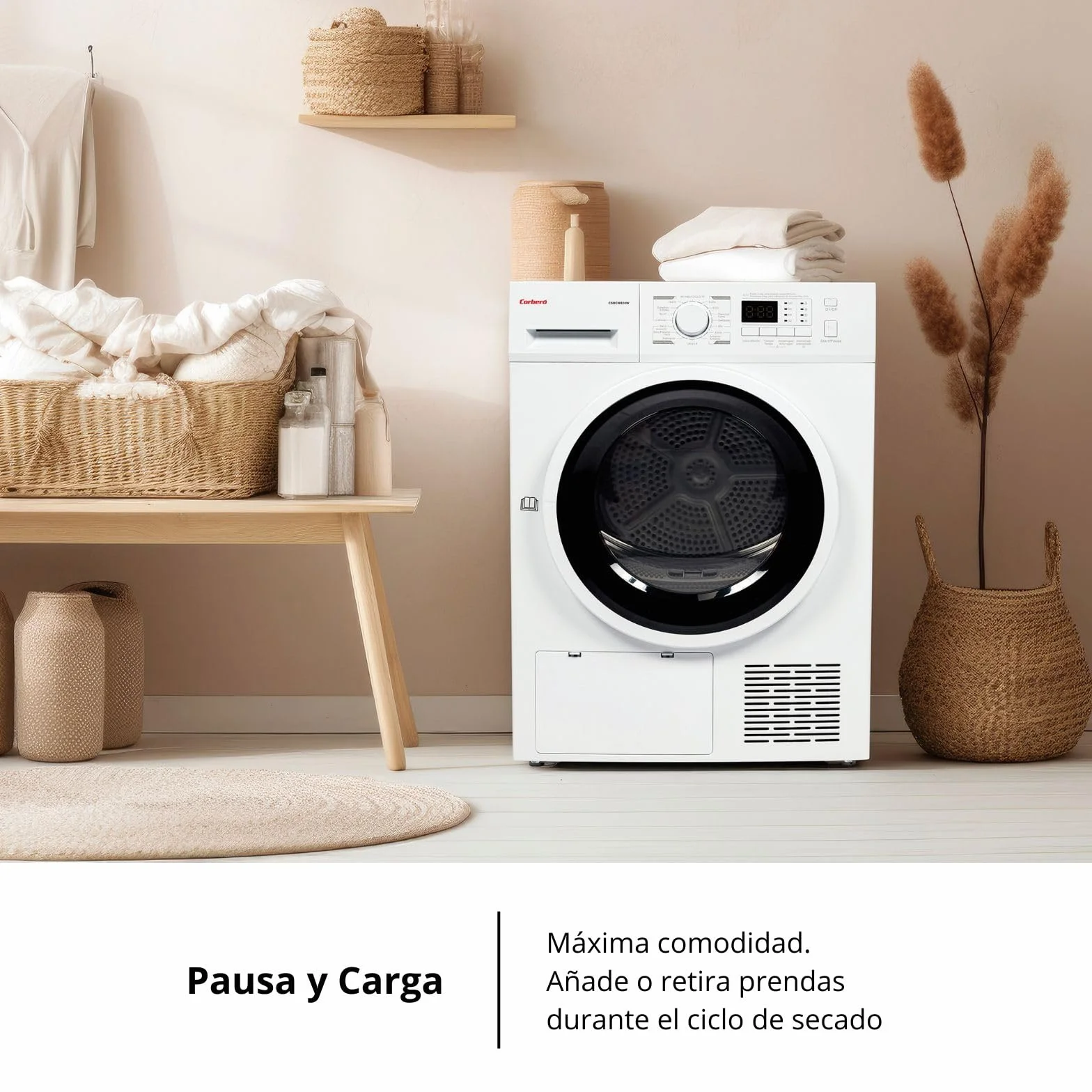 Corberó Secadora Bomba de Calor CSBCM820W 8 Kg 15 Programas Display LED Blanco