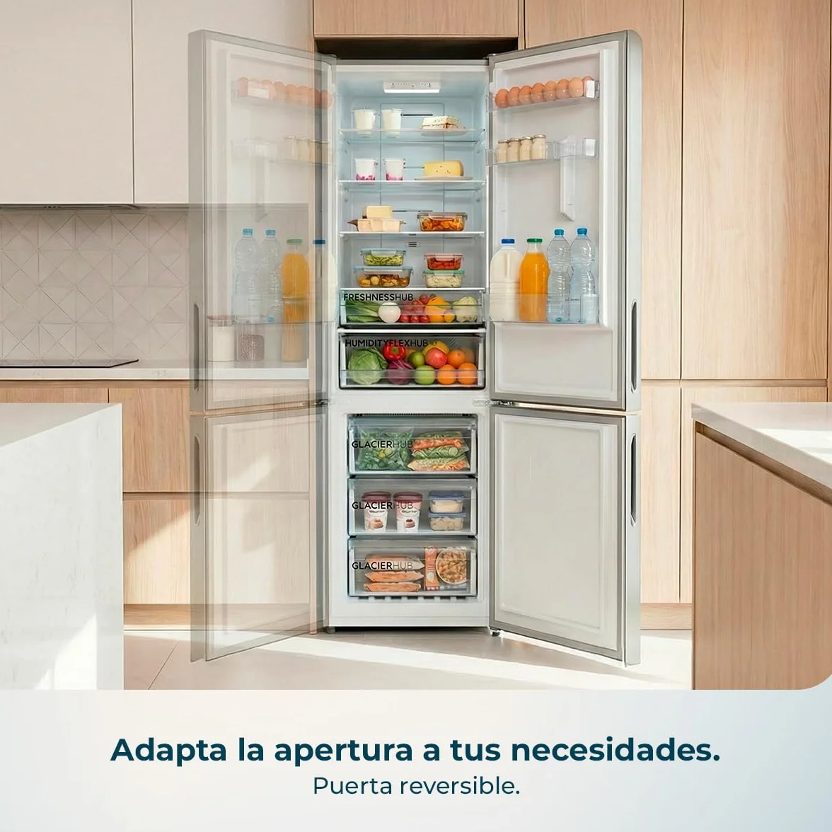 Cecotec Frigorífico Combi 356L Total NoFrost Bolero CoolMarket Combi 356i Inox D. Alto 200cm, Ancho 59,5cm, Fast Freezing, FreshnessFlex HUB, HumidityFlex HUB, Luz LED y Display Interior