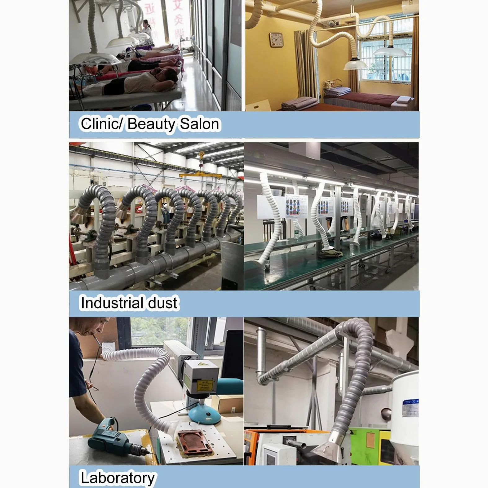 Brazo de extracción de Humos, conducto Flexible de 99 cm con Cubierta - Manguera de extracción de Aire de plástico para Polvo de Soldadura, Humos y vapores de Aceite - Equipo de purificación