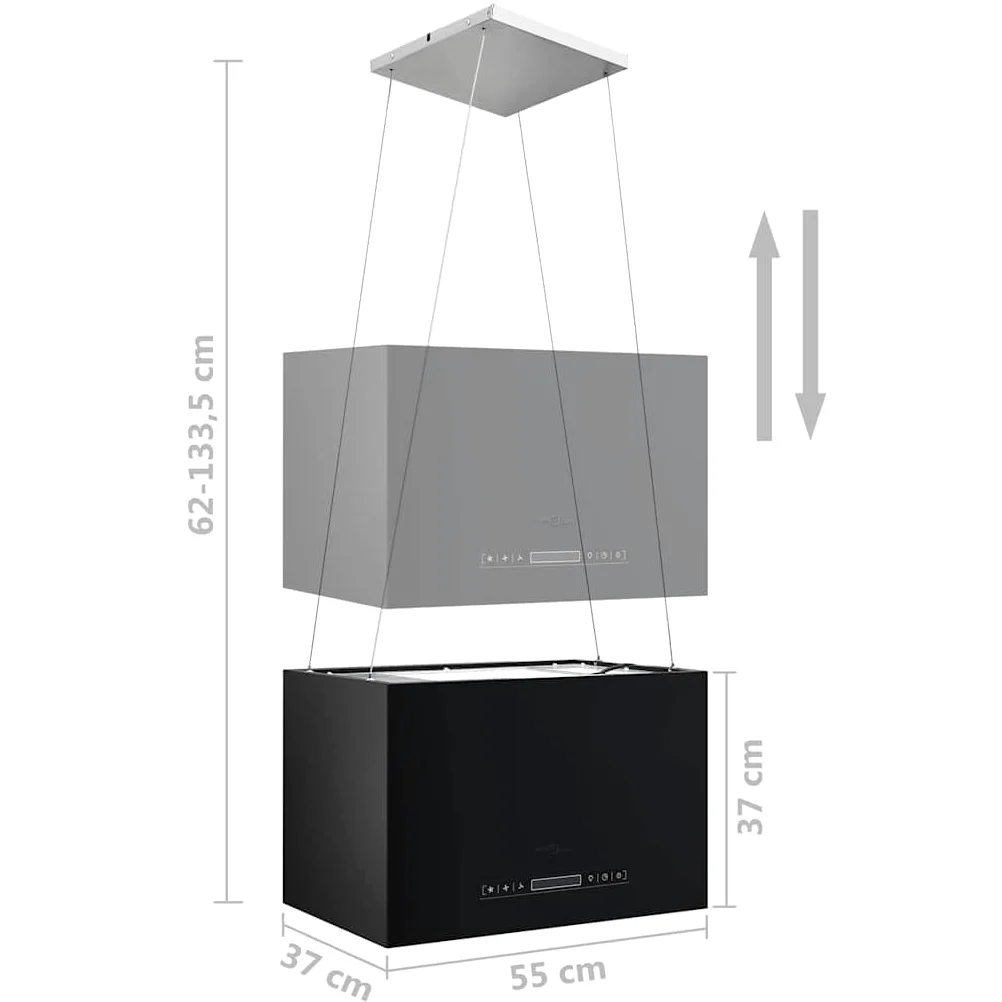 vidaXL Campana extractora colgante táctil LCD acero recubierto 55 cm