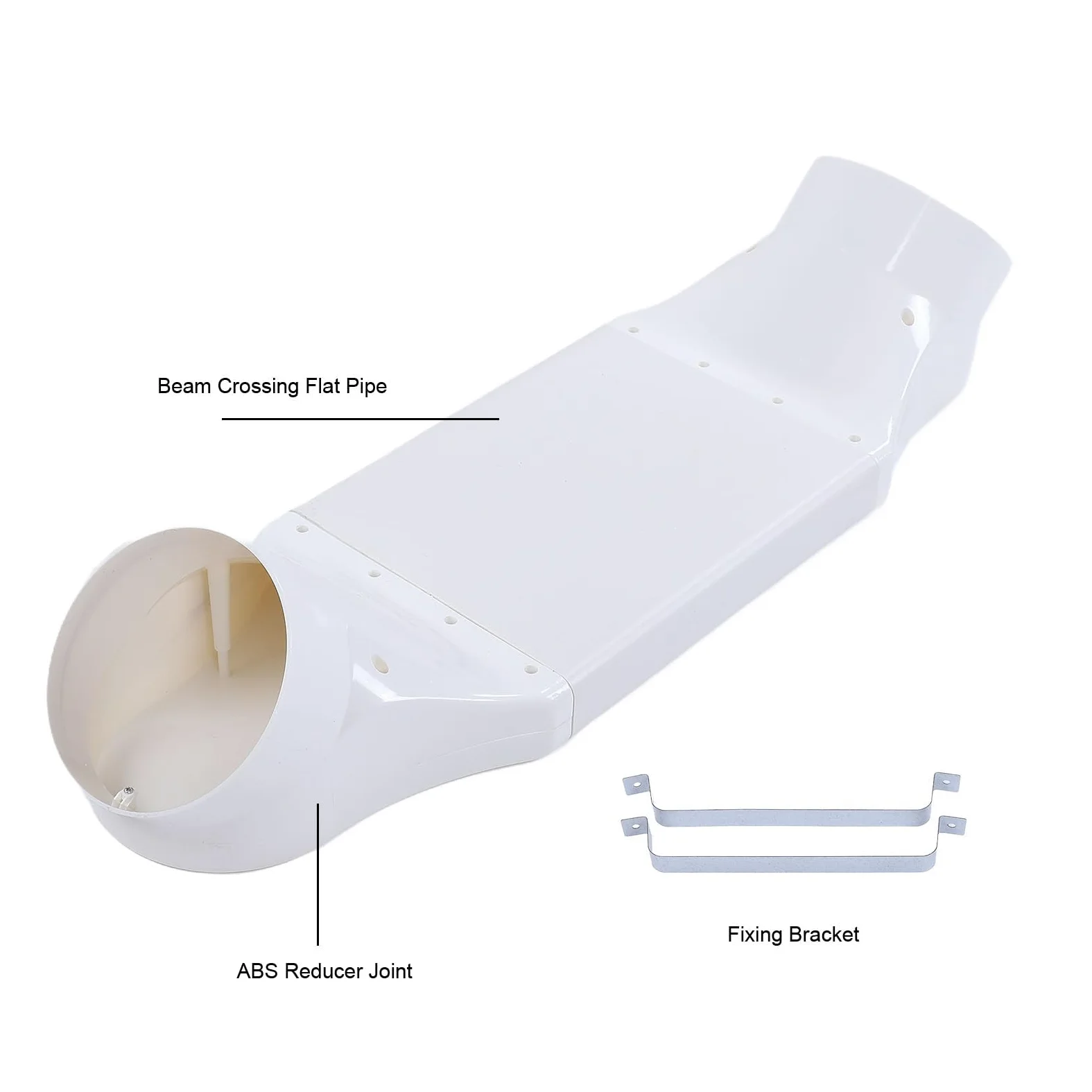 Fafeicy Kit de Transición de Conducto ABS de 200mm, Adaptador Redondo a Plano, Tubo de Cruce de Haz sin Taladro para de Ventilación de Secadora en Lavandería Doméstica