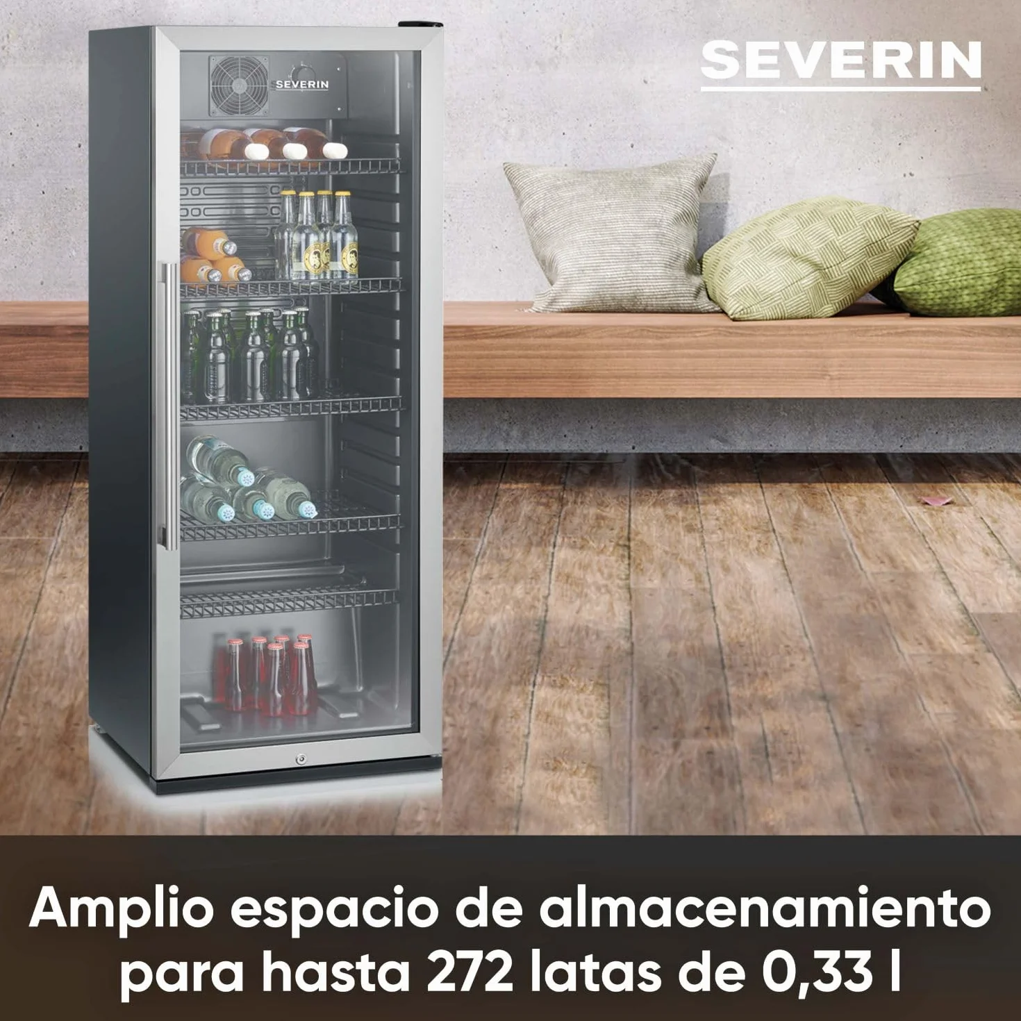 Bottle Fridge, 241L, Black-Silver