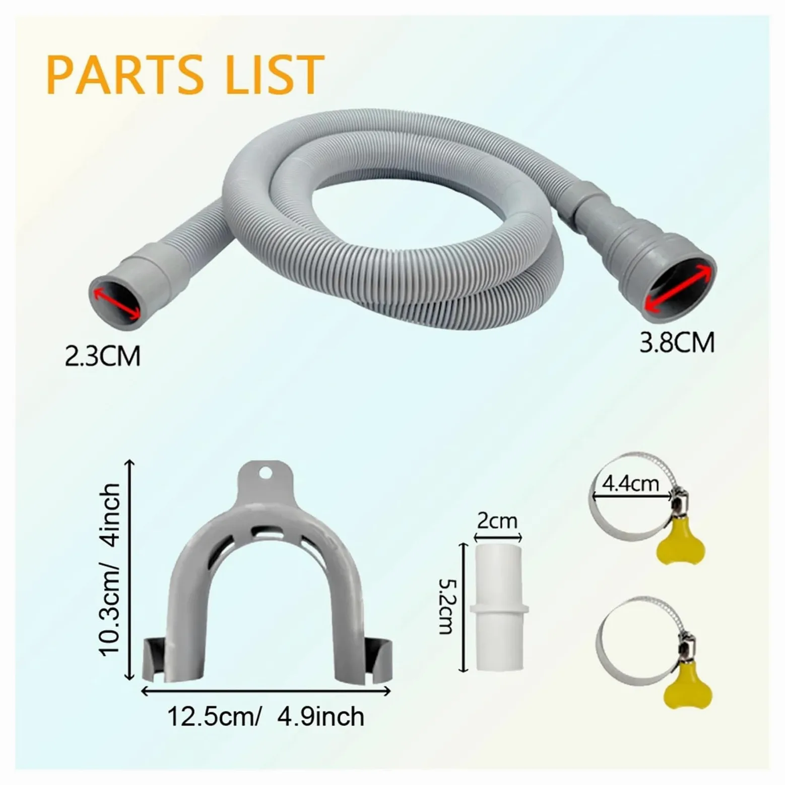 Manguera de drenaje de lavadora, Kit de tubo drenaje con adaptador extensión manguera y abrazaderas for lavadora lavavajillas(Outlet Hose-5m)