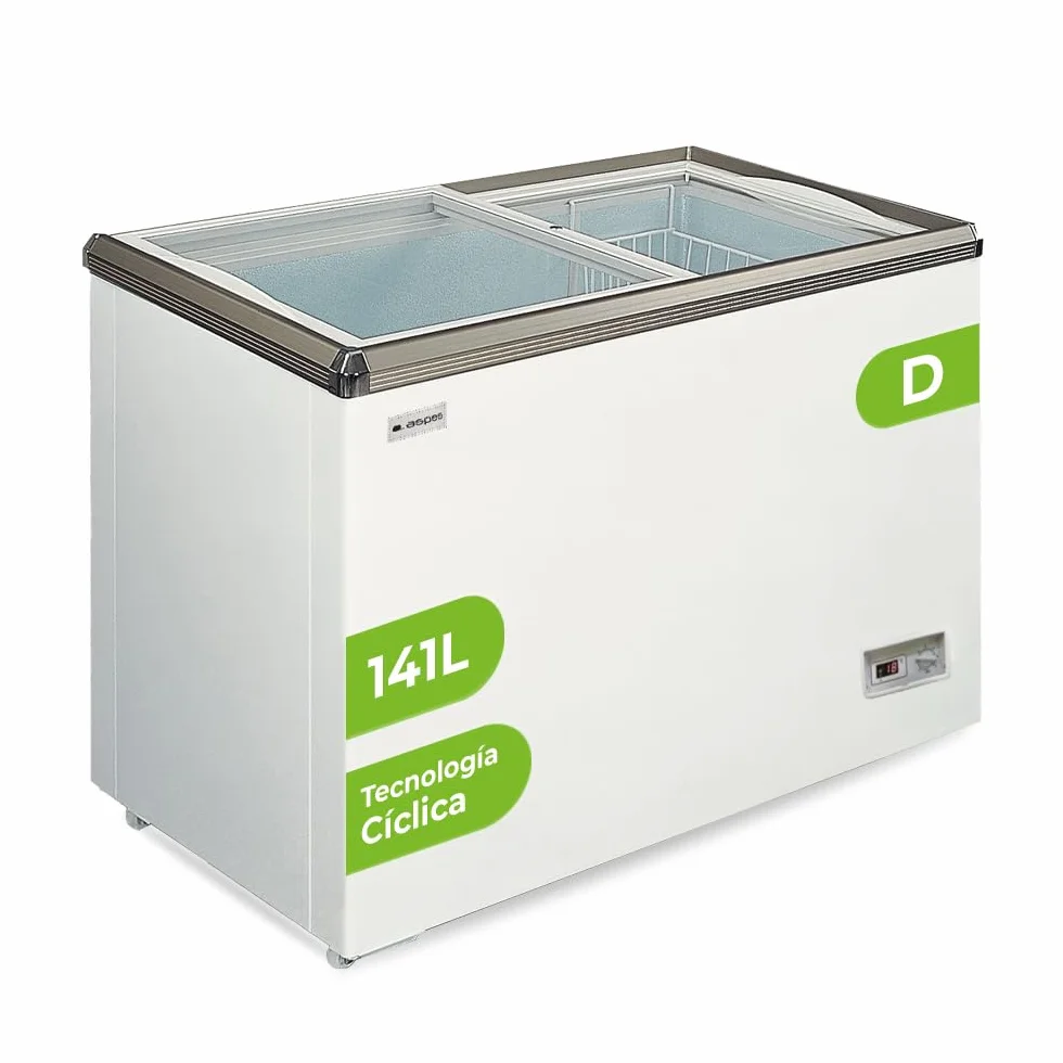 Aspes Congelador Horizontal Horeca Blanco ACHH1501DDCG. Capacidad 141 Litros, 1 Cesta, Bajo Nivel Sonoro, Eficiencia Energética Clase D