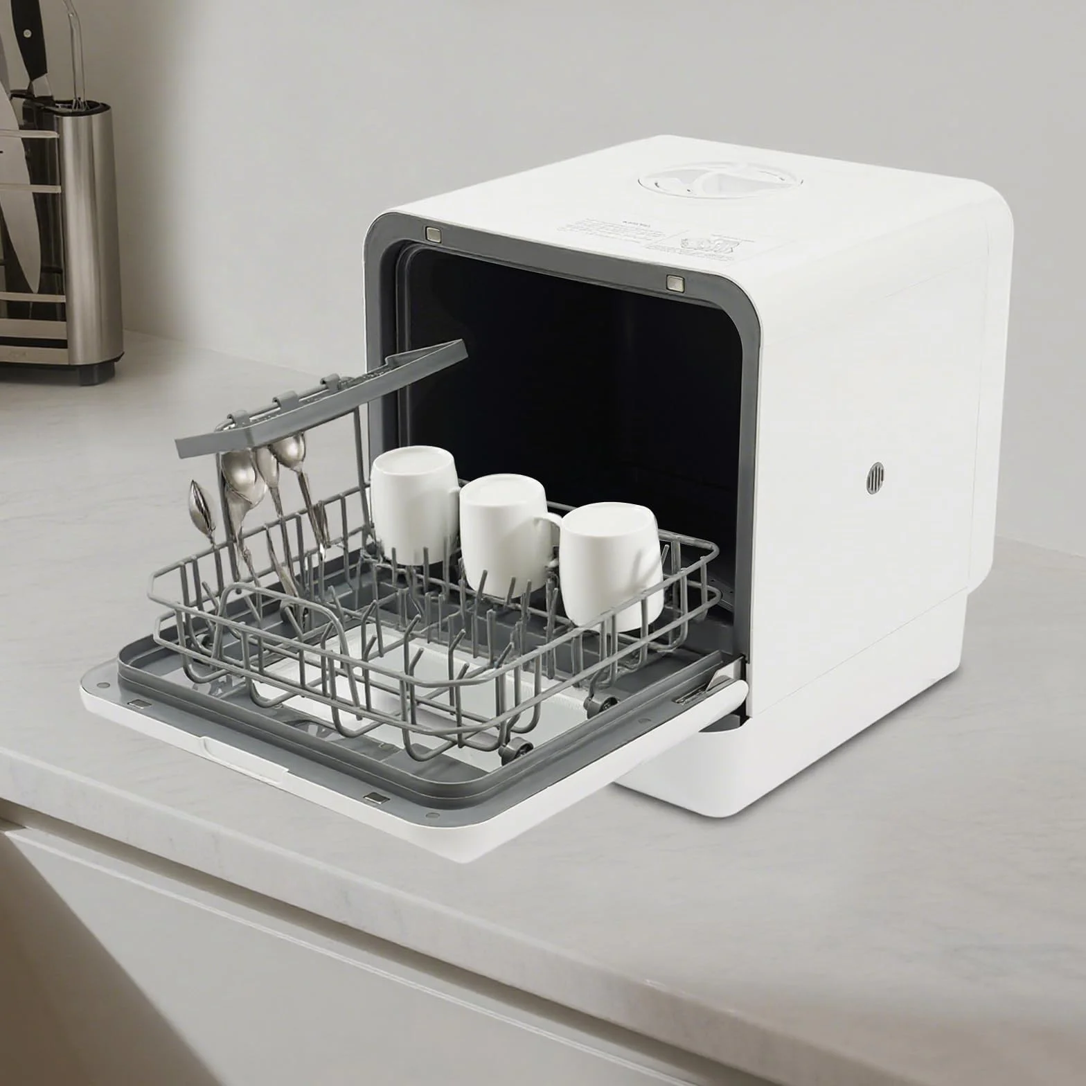 Lavavajillas de Mesa Pequeño Lavavajillas 4 modos de Lavado Depósito de Agua de 6 L, 72 °C Antibacteriano 72 horas Adecuado para familias de 4 a 6 personas