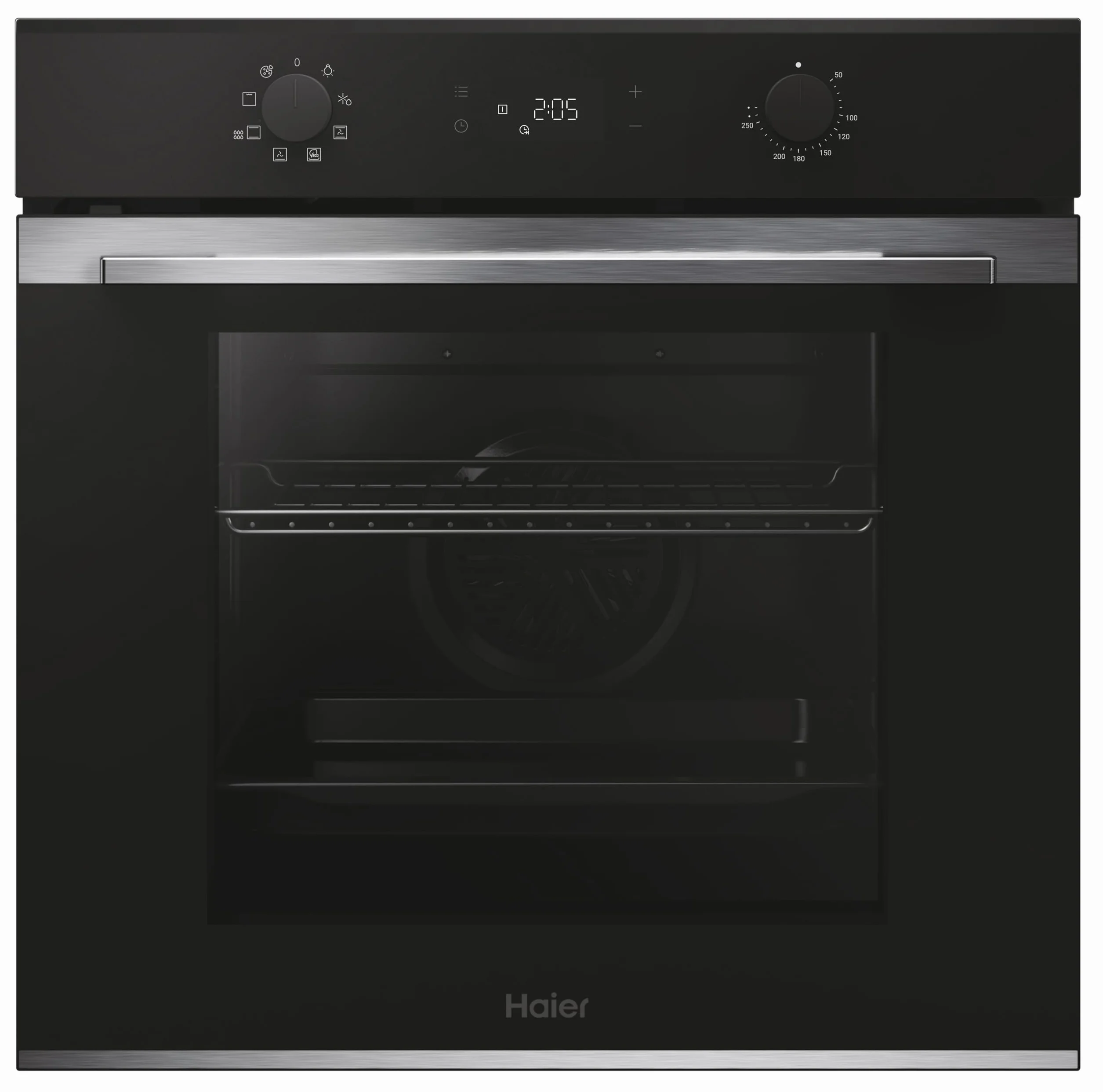 Haier ID Series 2 H6 ID2P3T1HTX - Horno Multifunción Hidrolítico, 78L, Cocción multinivel, 9 Funciones, Display táctil y mandos giratorios, Guía Telescópica, 2 Cristales en puerta, Negro e Inox