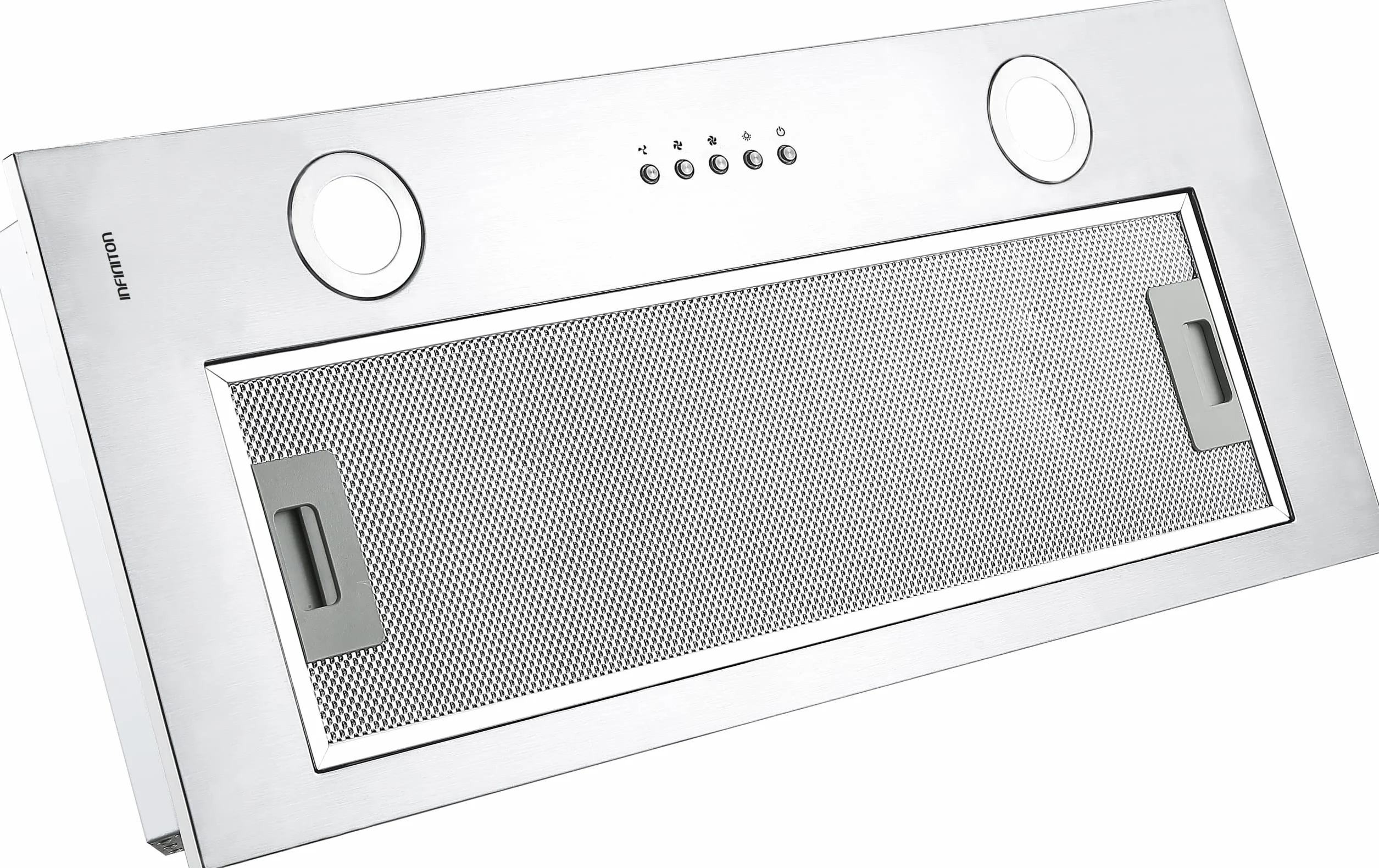INFINITON CMPG-702 – Campana de grupo filtrante, Inox, 145W, 3 velocidades, 720m³/h de extracción, Filtro de aluminio 5 capas, 2 luces LED, Ancho 70cm, A+