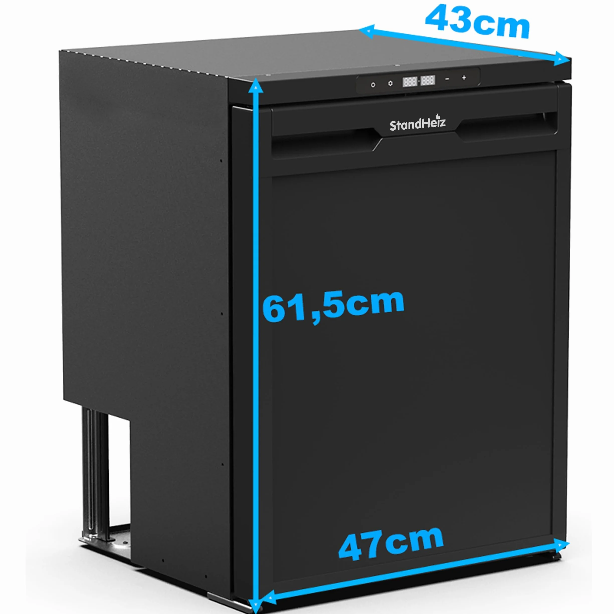 Nevera con compresor de 65 l con control por aplicación, 12 V, 24 V, ahorro de energía, minifrigorífico con puerta de apertura lateral, nevera pequeña con función de congelador, para coche, camión