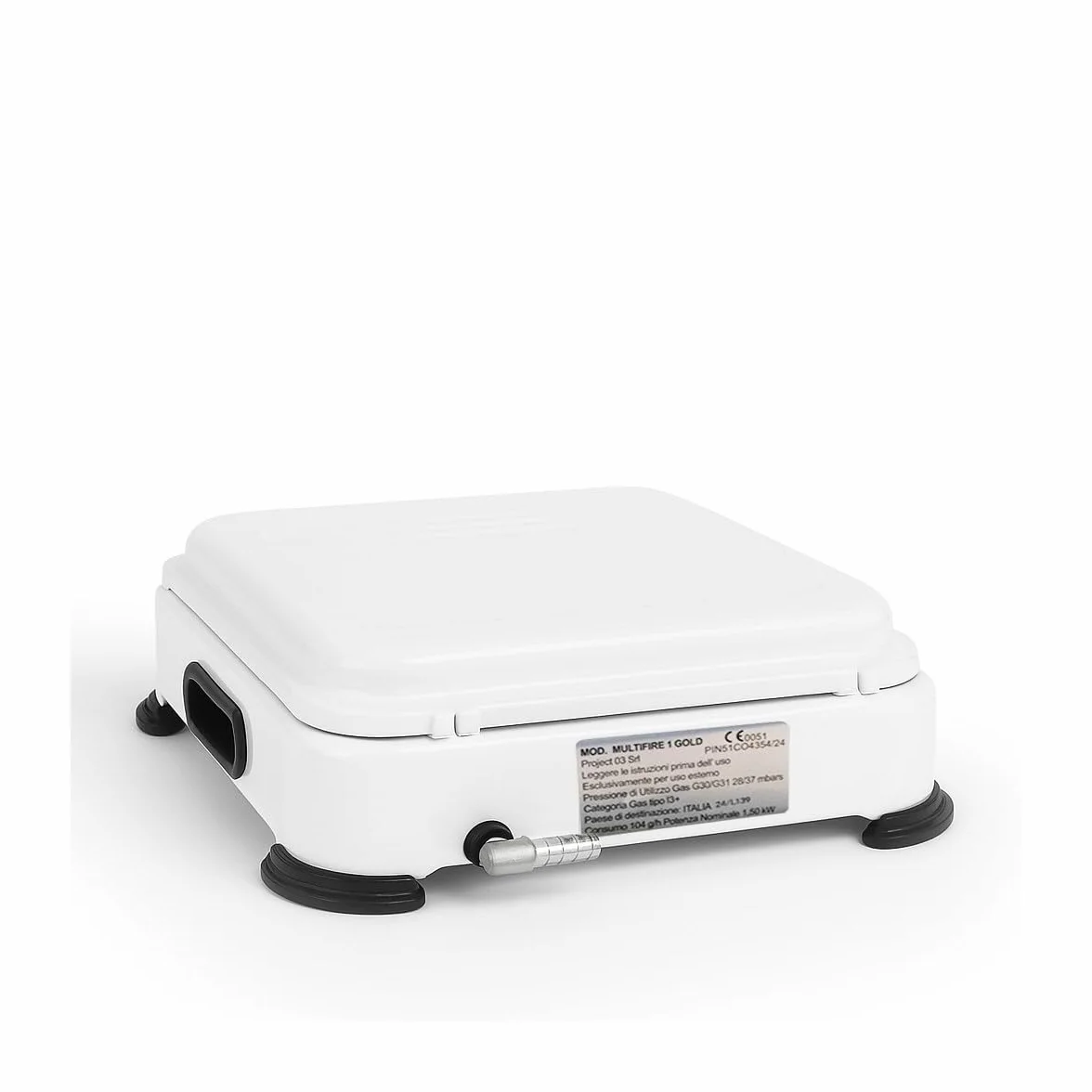INTEC - Cocina de gas portátil de 1 quemador 1500W Cocina de gas butano o propano Tapa lacada blanca