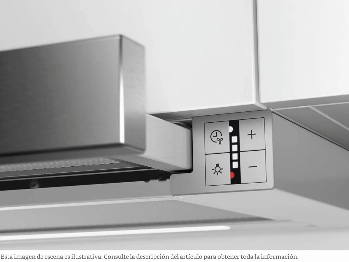 AEG DPE5660M Campana extractora extraíble, 60 cm, 3 velocidades + intensivo, Potencia hasta de 660 m3/h, Nivel de ruido de 60 dB(A), Panel incluido, Luces LED, Inox, Clase A