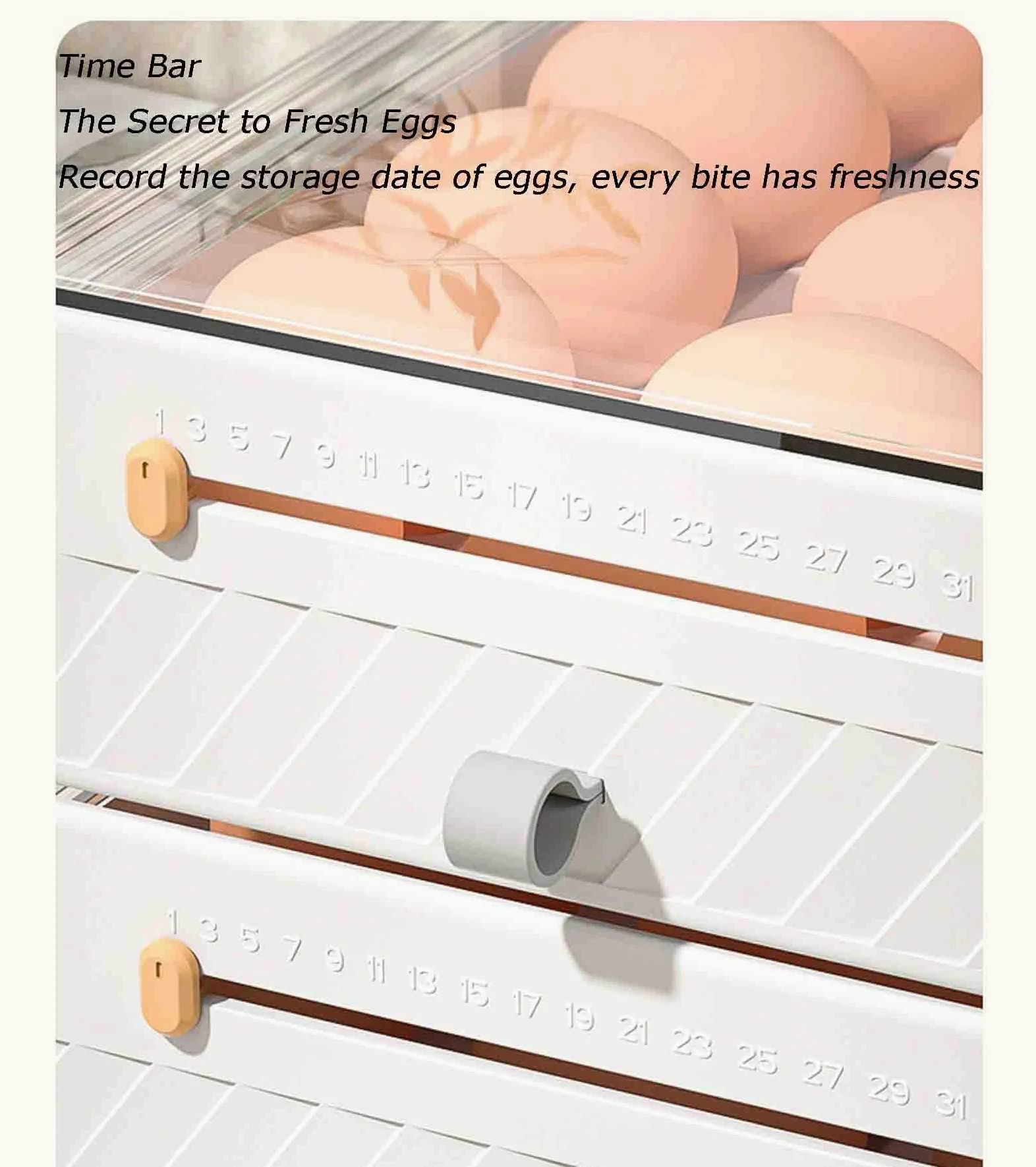 Contenedor de almacenamiento de huevos, cajón de 2 capas para refrigerador, bandeja de plástico apilable con capacidad para 36 huevos con asas, diseño deslizante