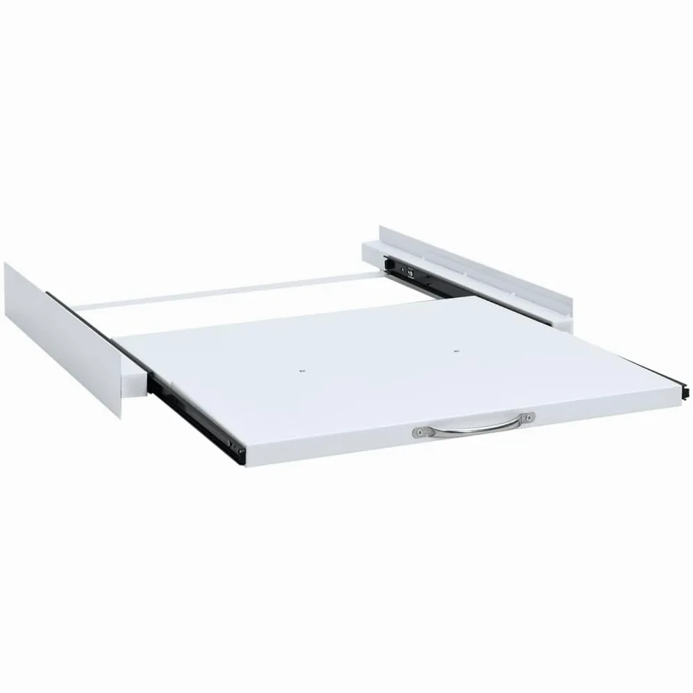 Mangloder - Marco intermedio para lavadoras y secadoras de acero con estante extensible, base universal para apilamiento, 60 x 60 x 8 cm, color blanco para lavandería y sótano