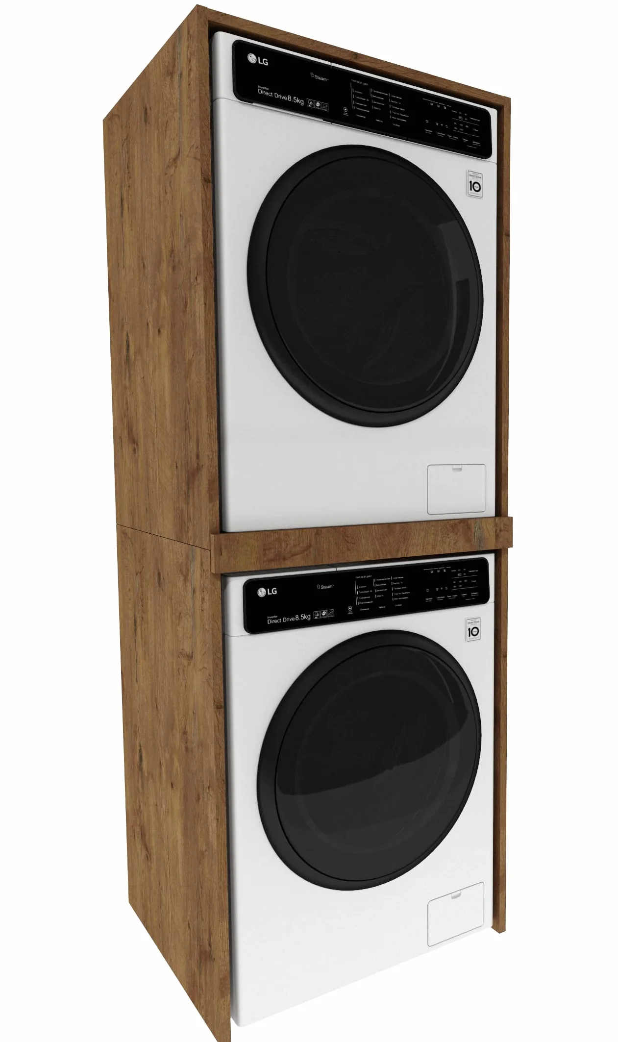 CraftPAK Torre de Lavado - Armario para Lavadora y Secadora | Mueble para Lavadora para lavadero - tamaño 66x180x65 cm marrón